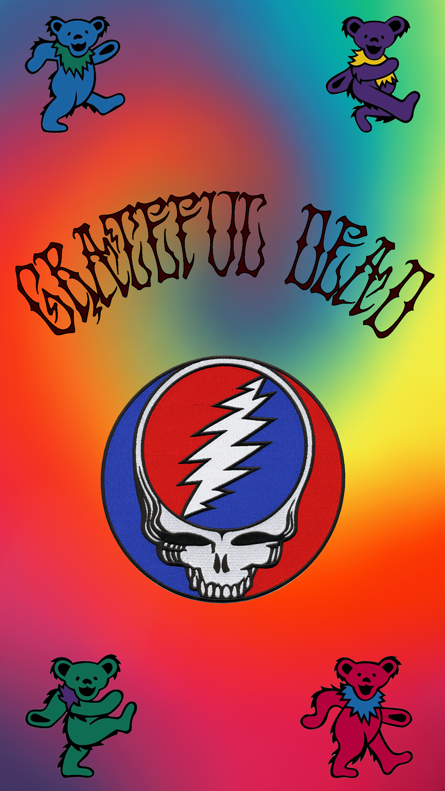 Grateful Dead: One top-40 single in their thirty-year career, "Touch of Grey", A committed fanbase. 1440x2560 HD Background.