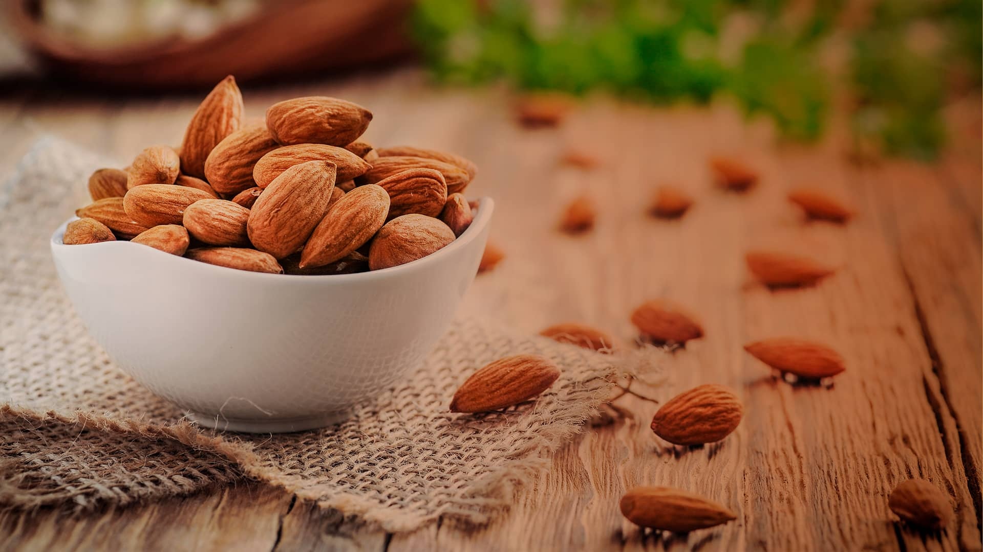 Almonds: One of the world's most loved tree nuts, Highly nutritious. 1920x1080 Full HD Background.