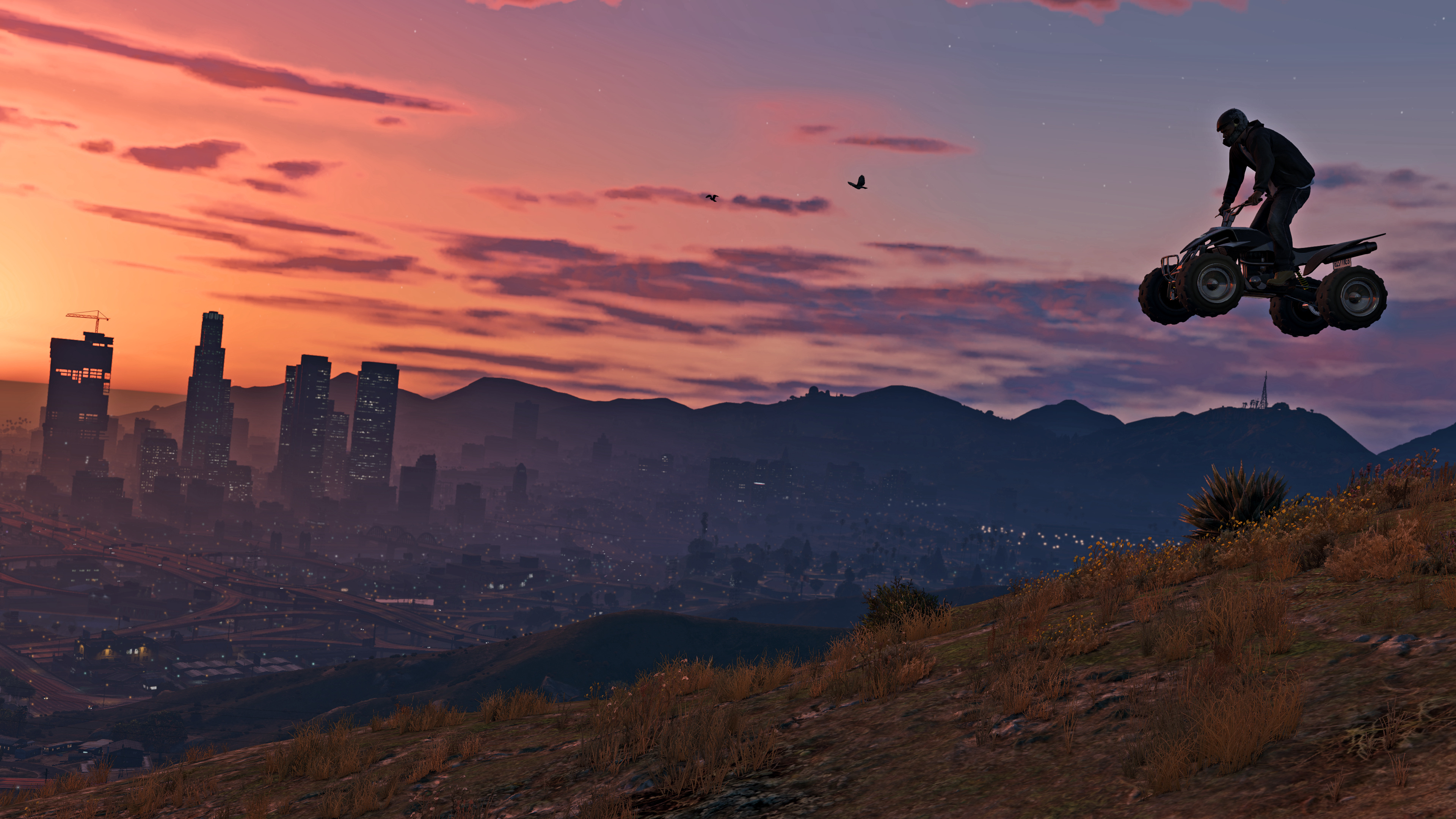 GTA V, Cinematic visuals, Thrilling heists, Action-packed gameplay, 3840x2160 4K Desktop