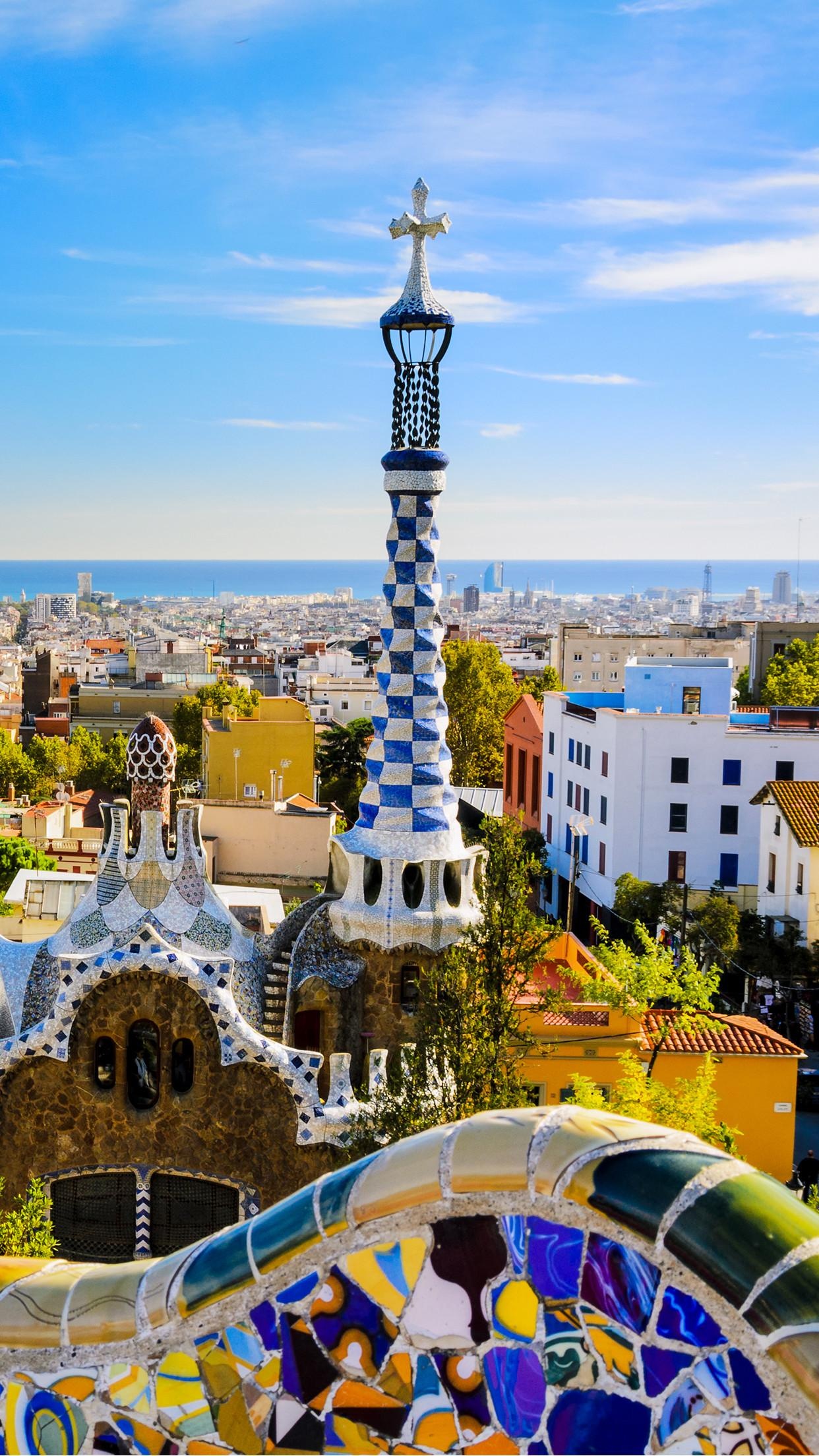 Barcelona City: An important cultural center and a major tourist destination, Park Guell. 1250x2210 HD Background.