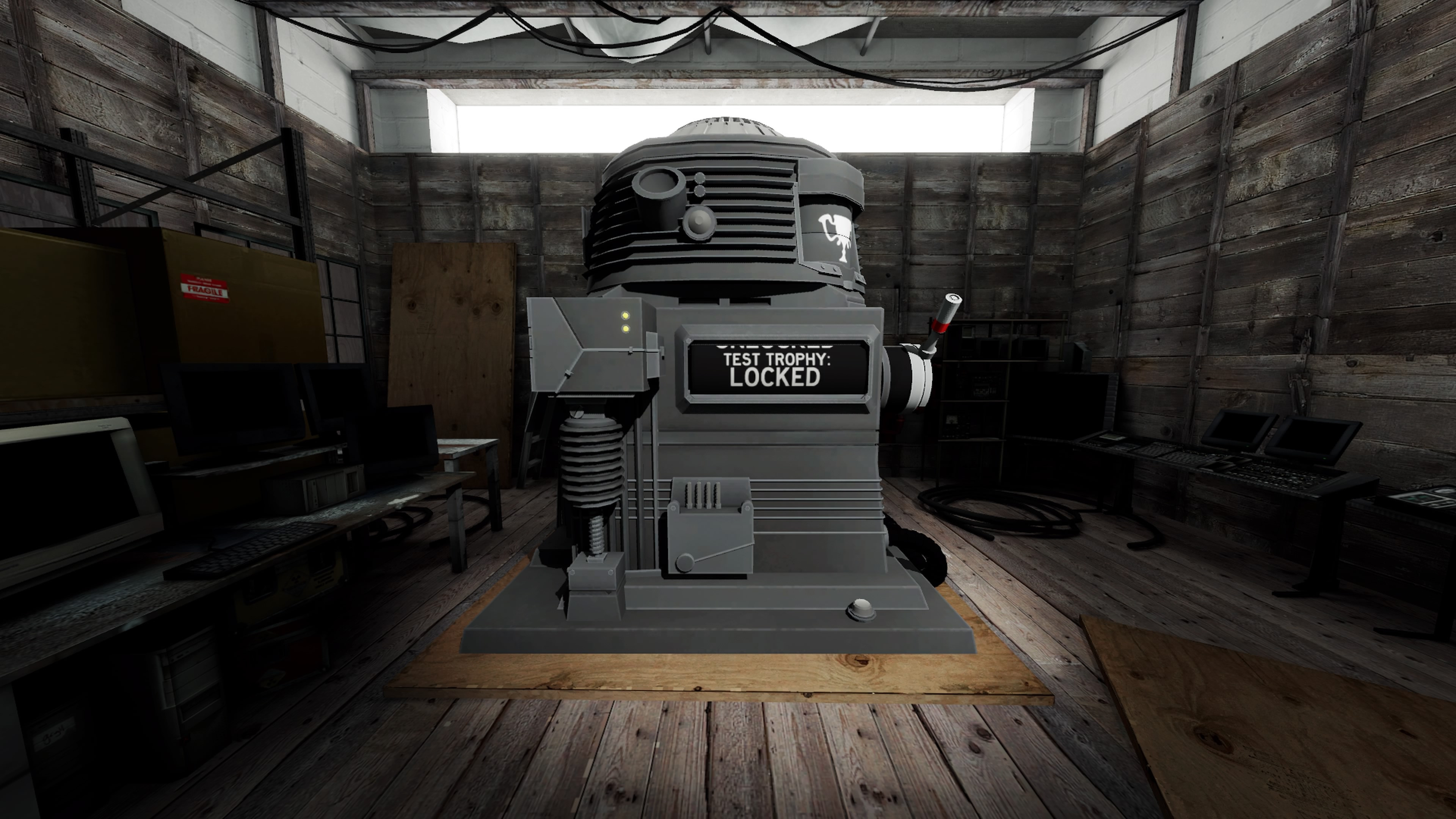 The Stanley Parable Ultra Deluxe: The Trophy Machine, A machine that gives you a free achievement. 3840x2160 4K Background.