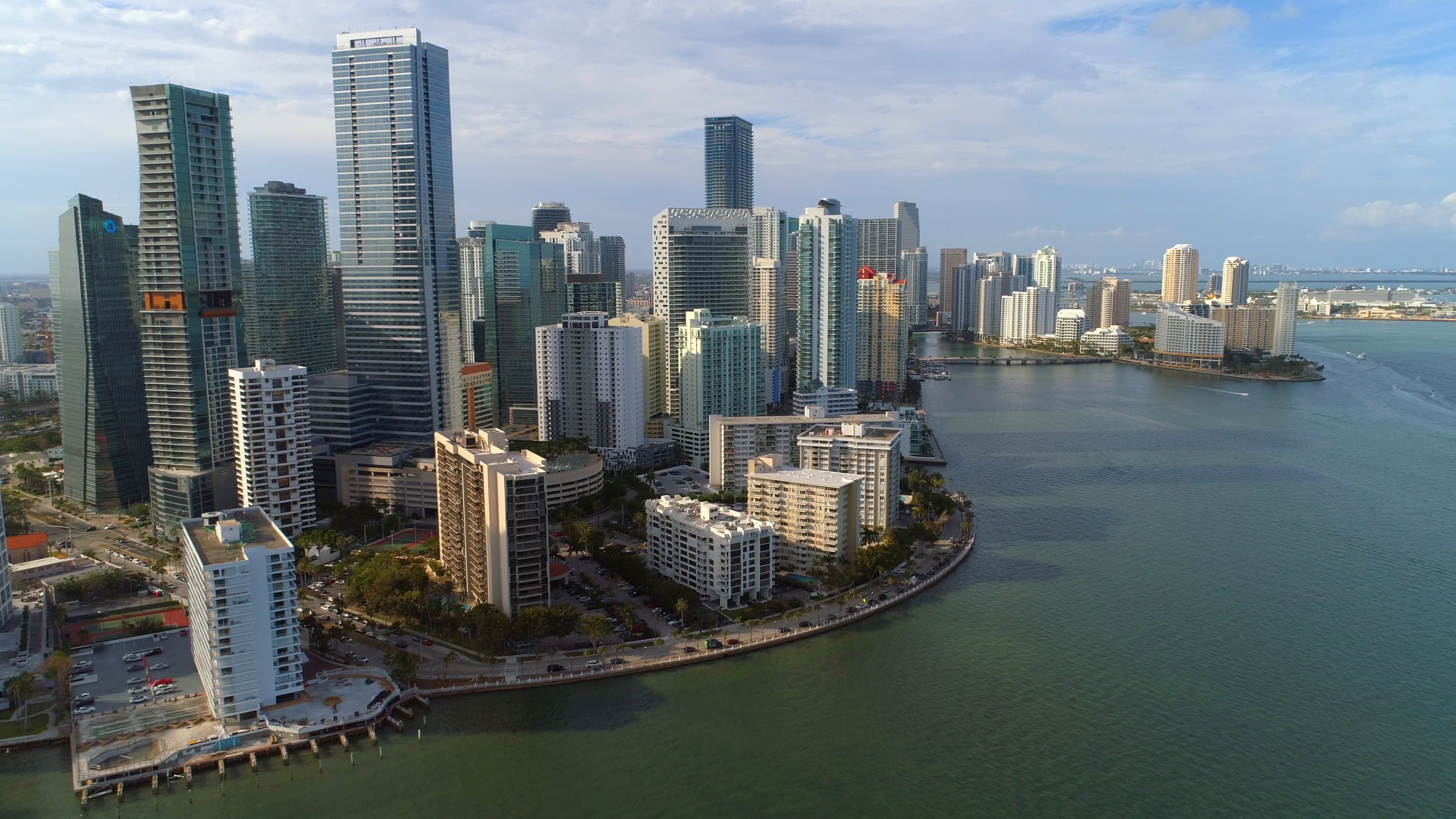 Miami Skyline, Stunning drone shot, Brickell Bay, Contemporary urban landscape, 3840x2160 4K Desktop