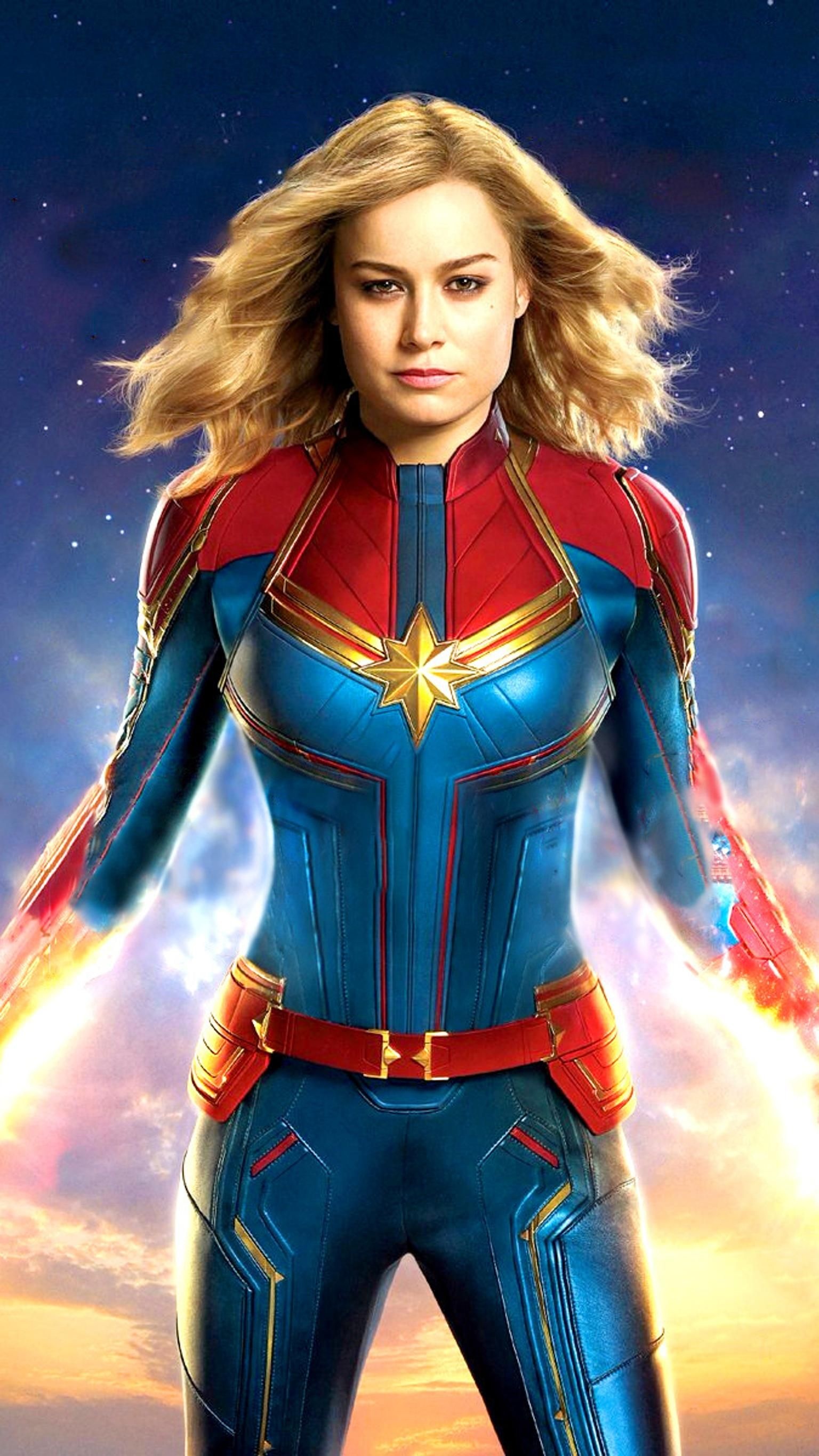 Captain Marvel 2019 phone wallpaper, Marvel heroine, Action-packed visuals, Carol Danvers, 1540x2740 HD Phone