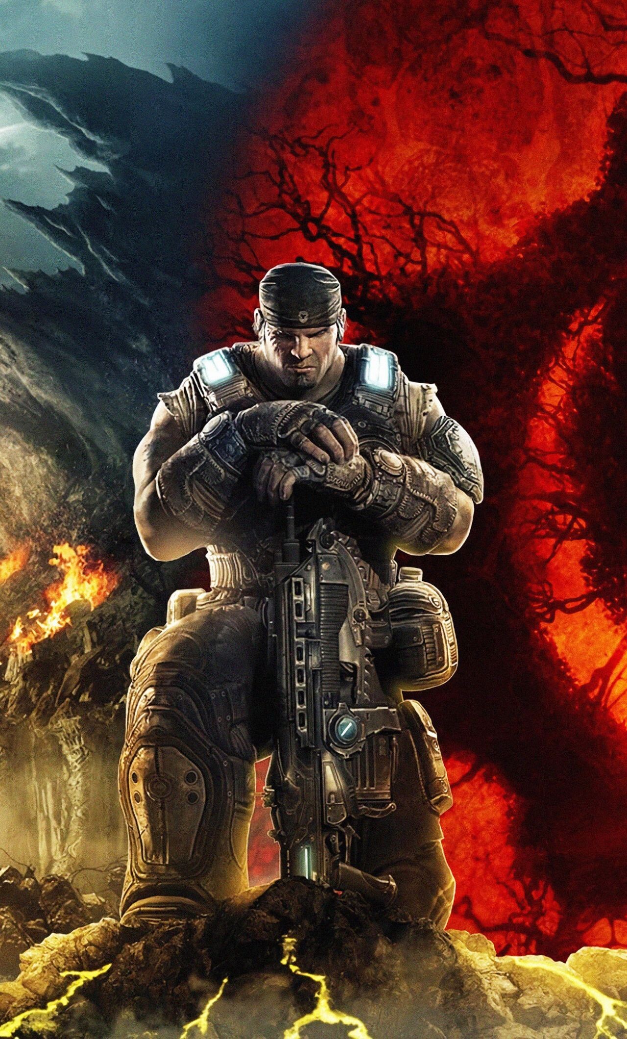 Gears of War: A third-person tactical shooter from Epic Games running on the Unreal Engine 3. 1280x2120 HD Wallpaper.