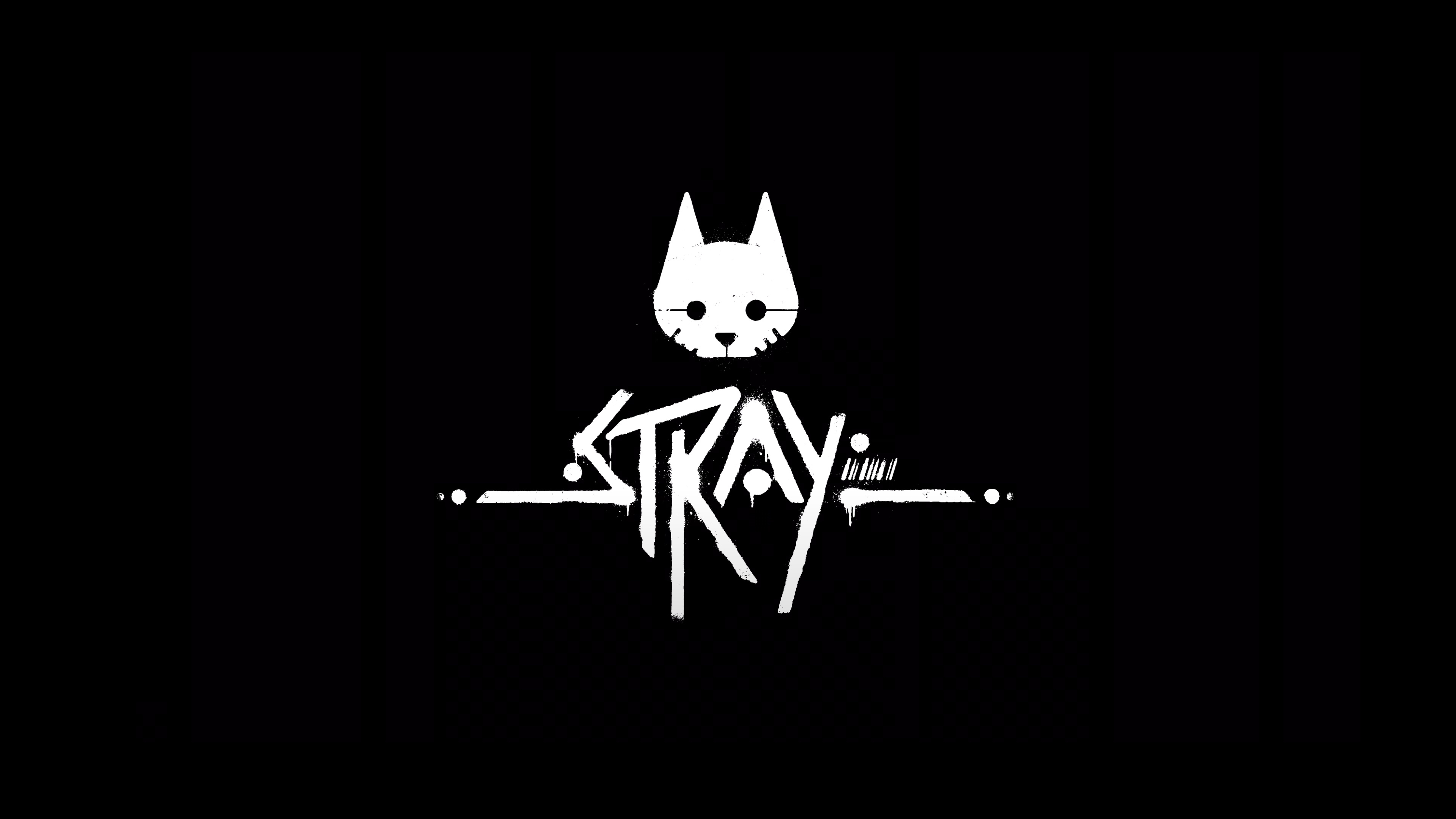 Stray (Game): A 2022 adventure, Developed by BlueTwelve Studio, Black and white. 3840x2160 4K Wallpaper.
