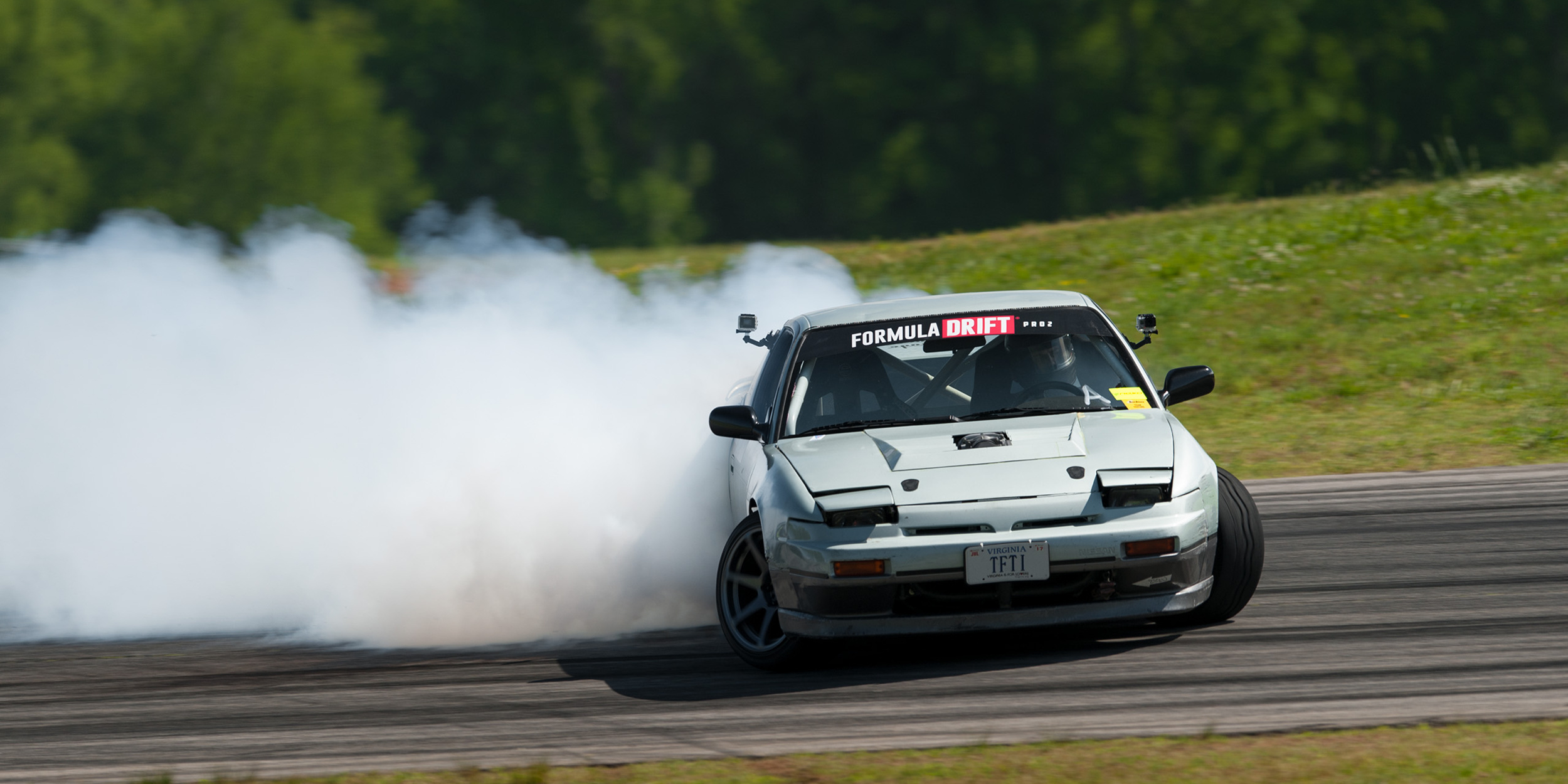 Drifting: Formula Drift, A United States-based motorsport series, Competitive racing. 2500x1250 Dual Screen Background.