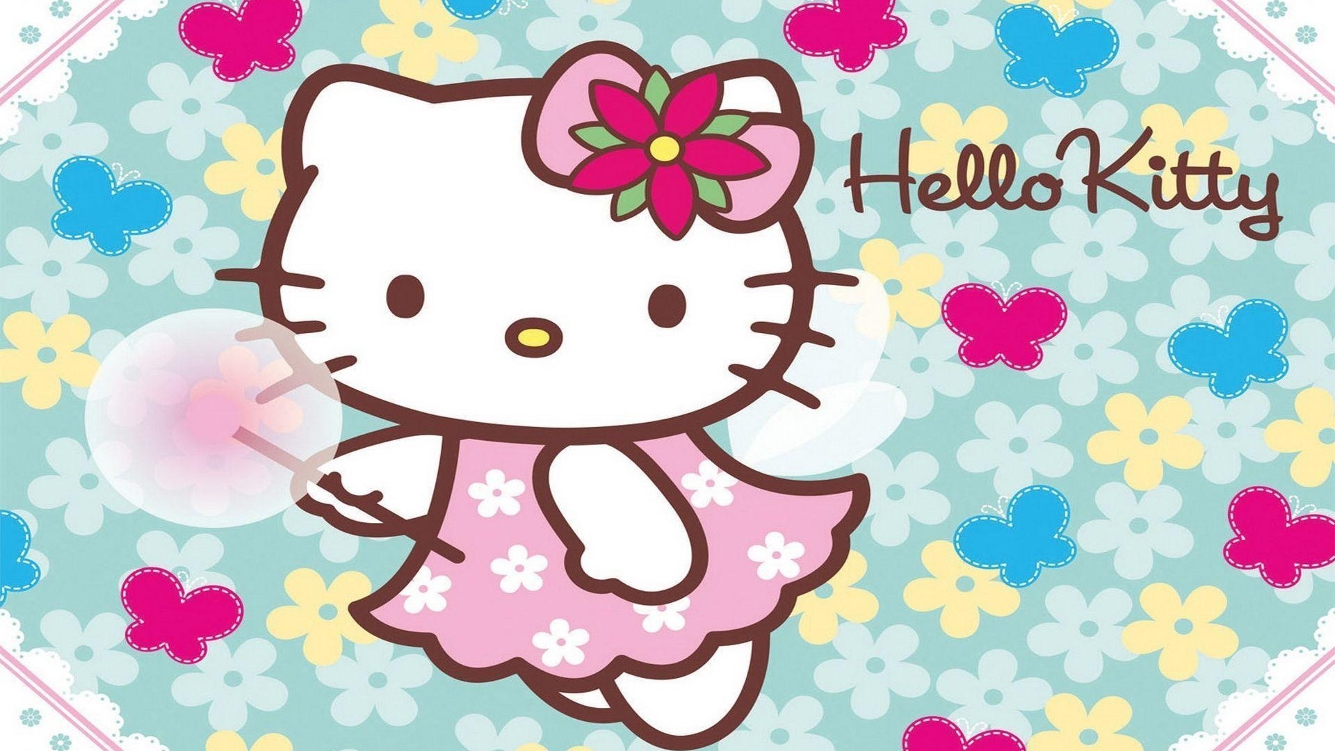 Hello Kitty Spring, Christopher Simpson, Colorful wallpaper, Playful, 1920x1080 Full HD Desktop