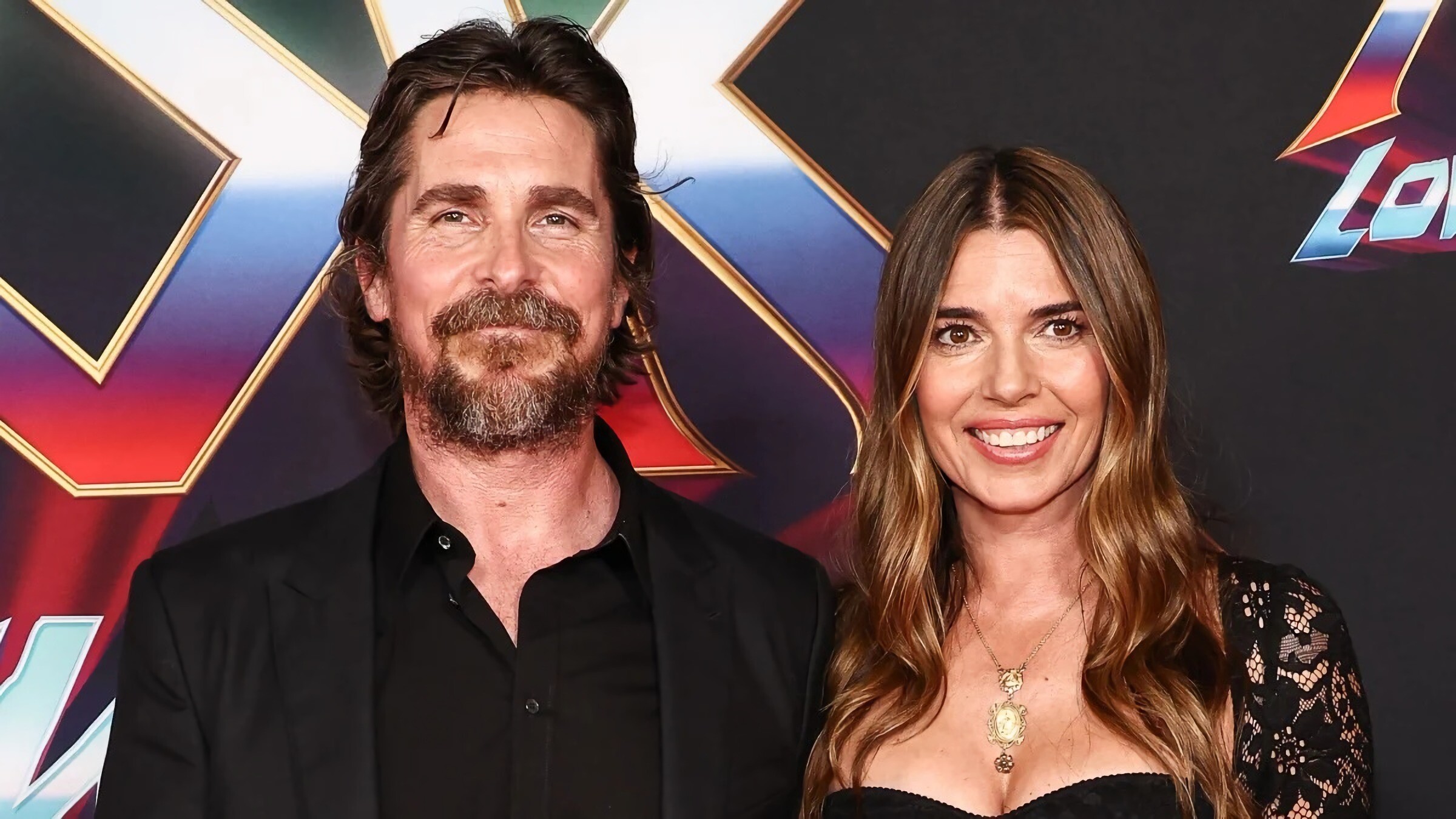 Christian Bale, Sibi Blazic, Real-life partners, Happy family, 2400x1350 HD Desktop