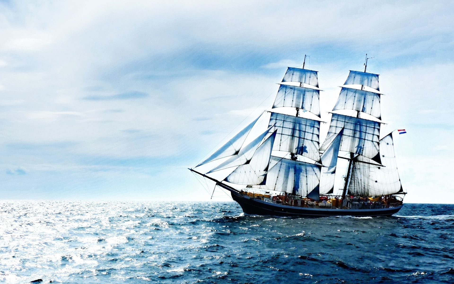 Schooner: Sailing ship, A common rig In merchant use in the 19th century. 1920x1200 HD Background.