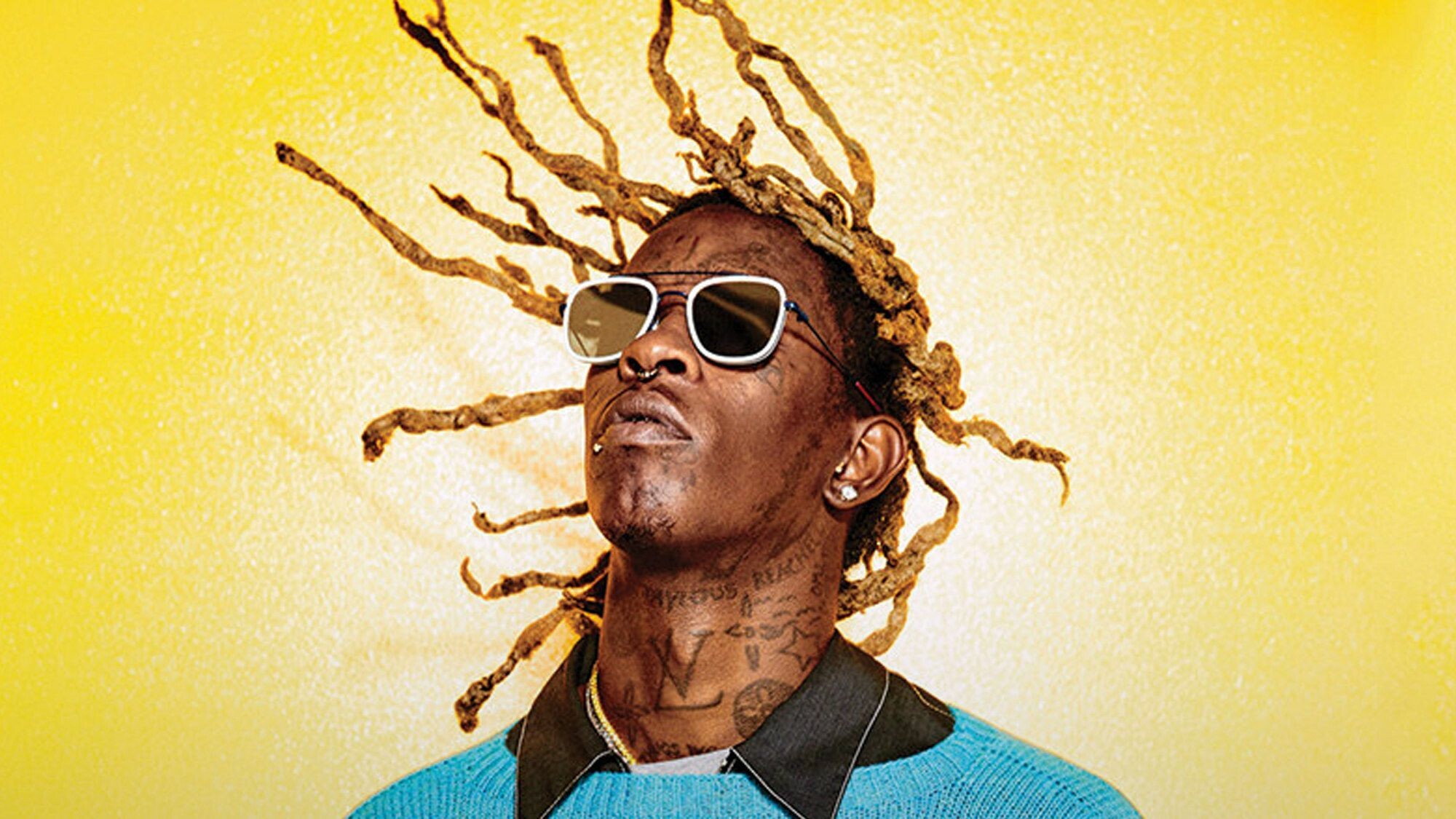 Young Thug: Rap singer, Collaborated with 2 Chainz, Wiz Khalifa, and PnB Rock. 2000x1130 HD Background.