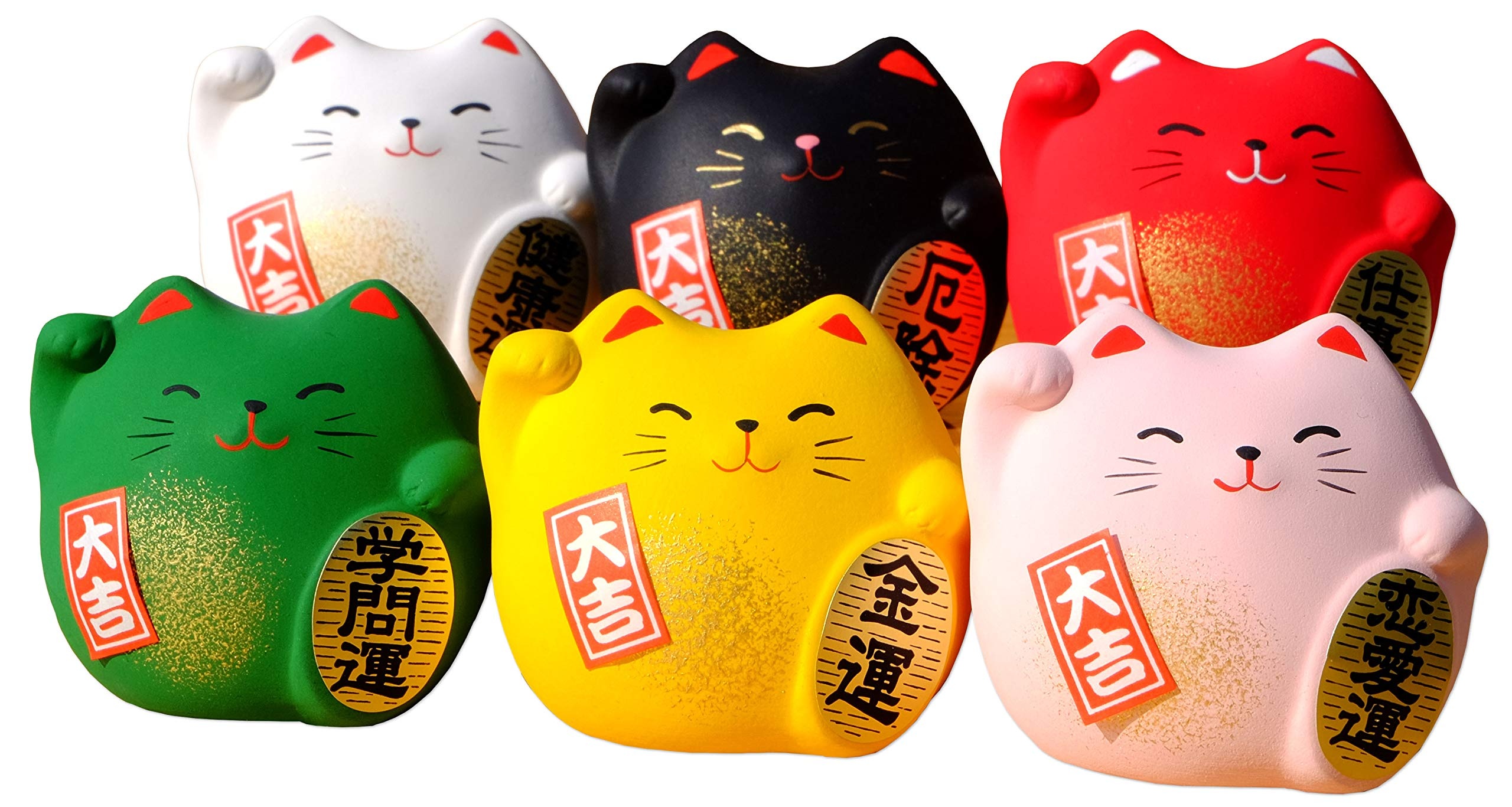 Japanese Lucky Cat, Goto Collection, Assorted Colors, Japanese Luck Charm, 2560x1370 HD Desktop