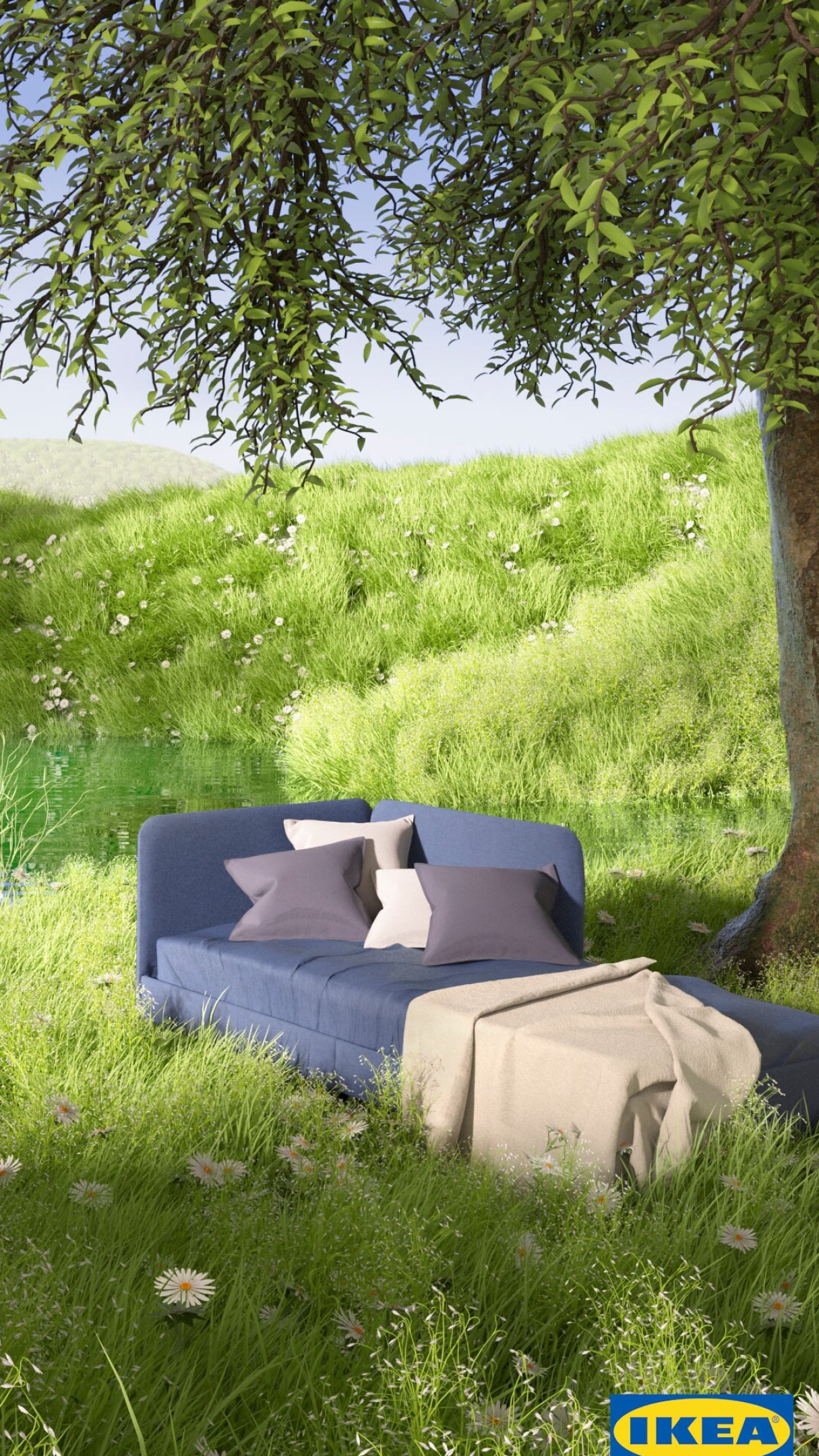 Ikea: BLAKULLEN bed frame, Swedish furniture giant. 1220x2160 HD Background.