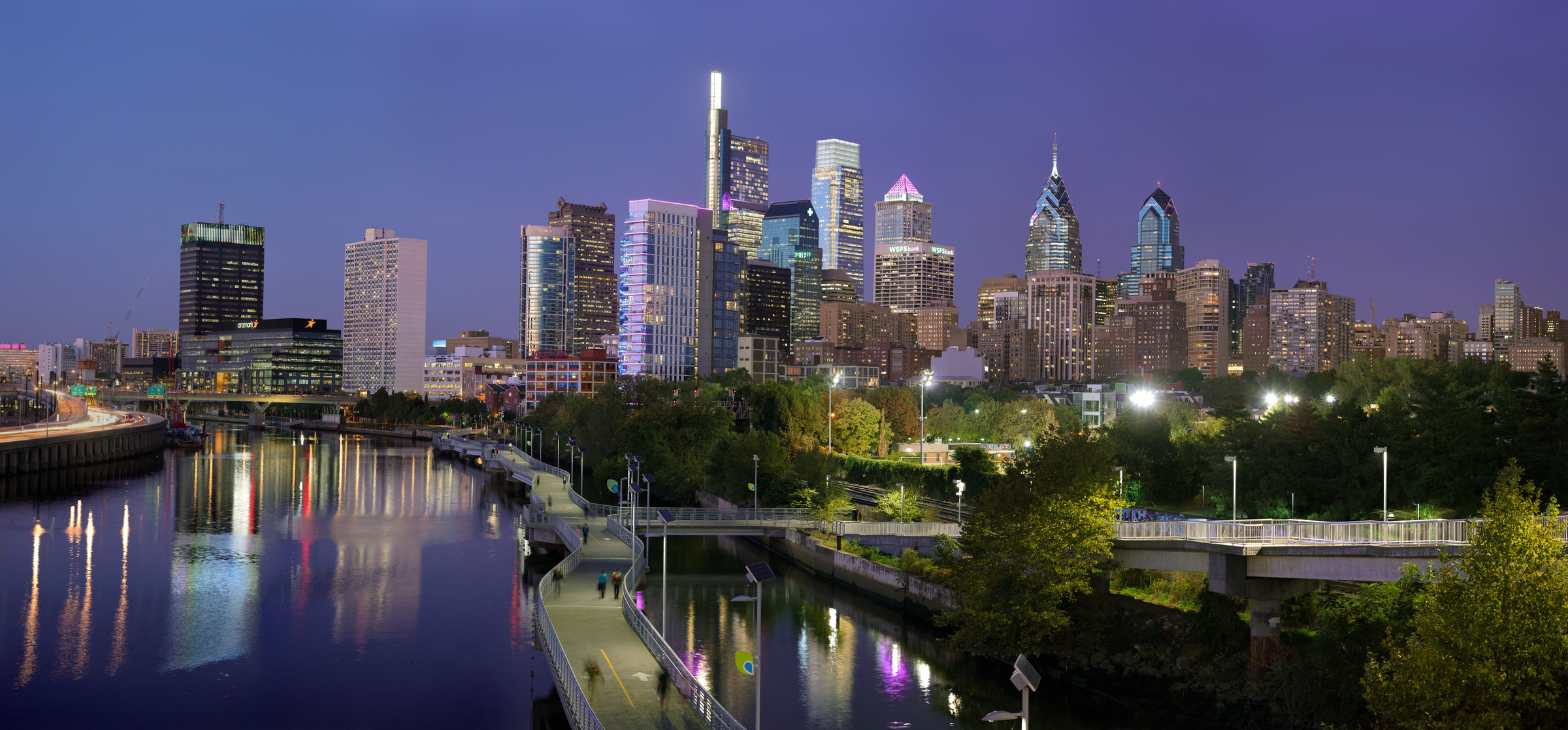 Philly Skyline, Philadelphia skyline, Photo prints, Vast, 2400x1120 Dual Screen Desktop