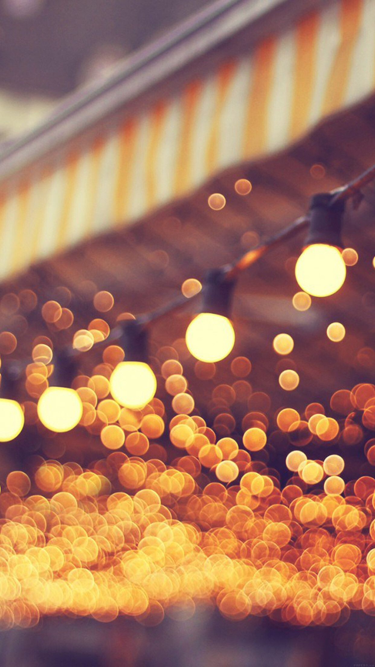 Gold Lights: Bokeh, Hanging lights, Decorative tungsten filament bulbs in an event. 1250x2210 HD Background.