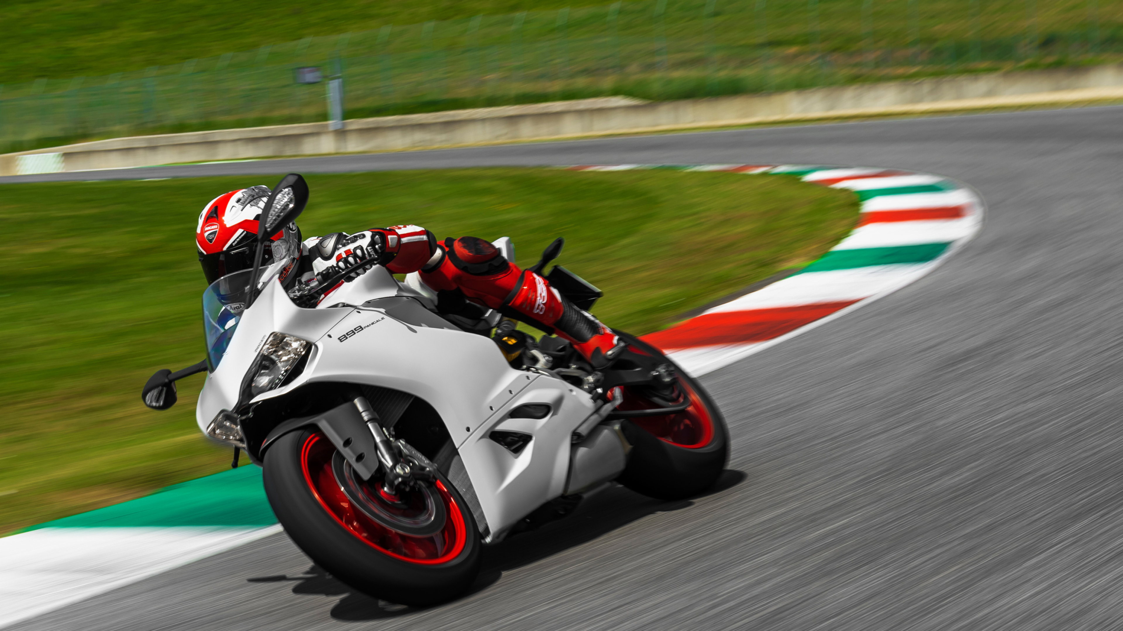 Superbike: Ducati 899 Panigale on the track, Professional wheels sports discipline, Moto racing. 3840x2160 4K Background.
