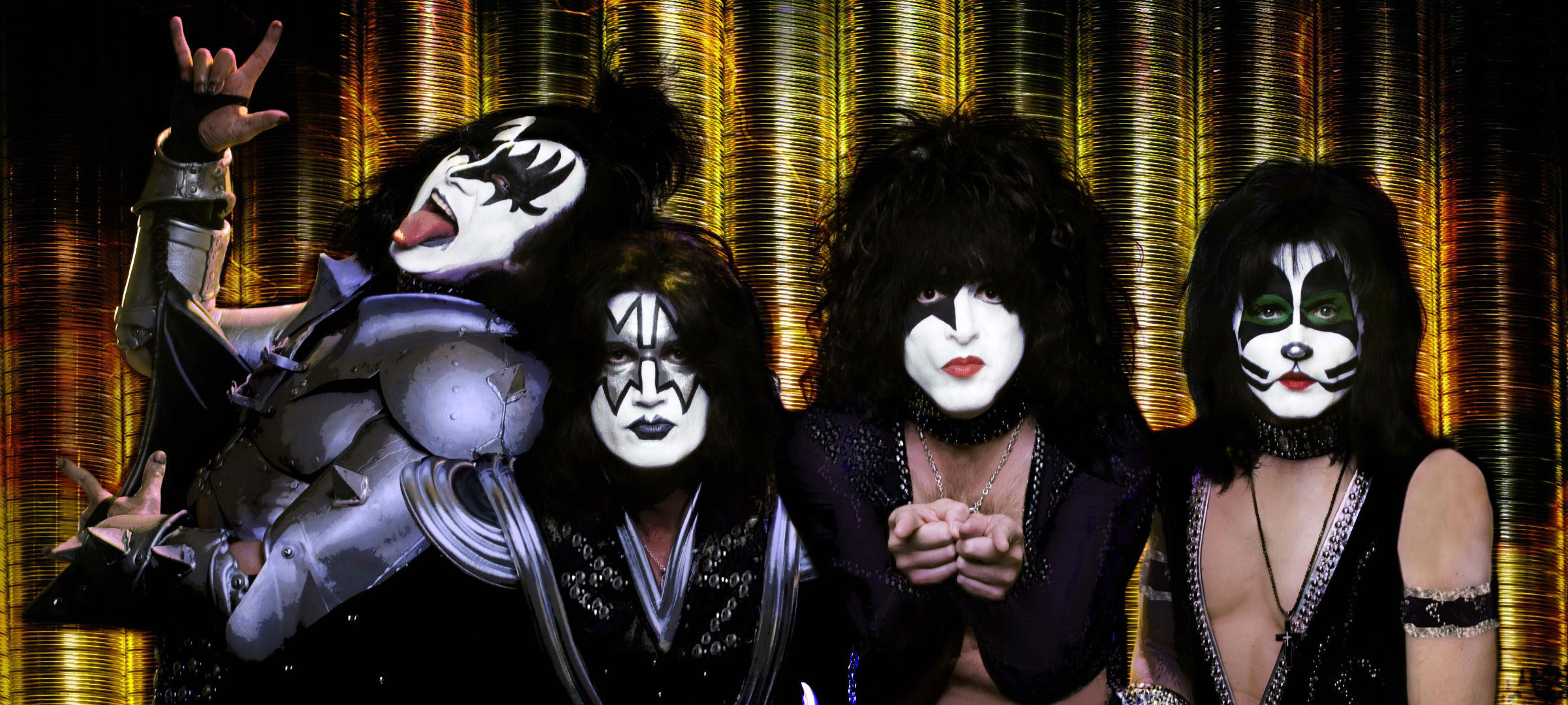 KISS Band, Iconic makeup, Rock and roll legends, Music history, 2410x1080 Dual Screen Desktop