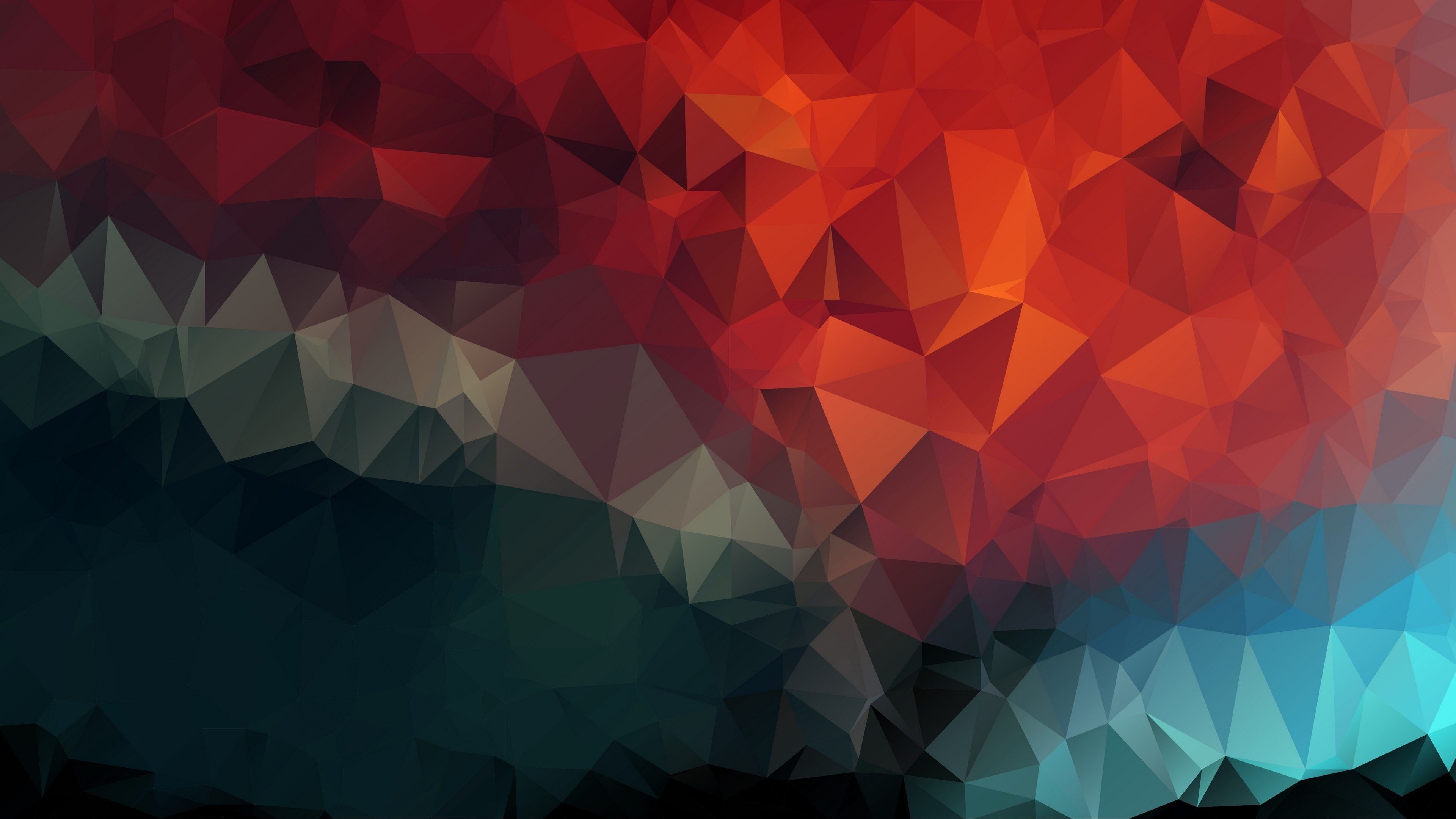 Triangle: Red, Low polygonal art, Digital art, Mosaic. 3840x2160 4K Background.