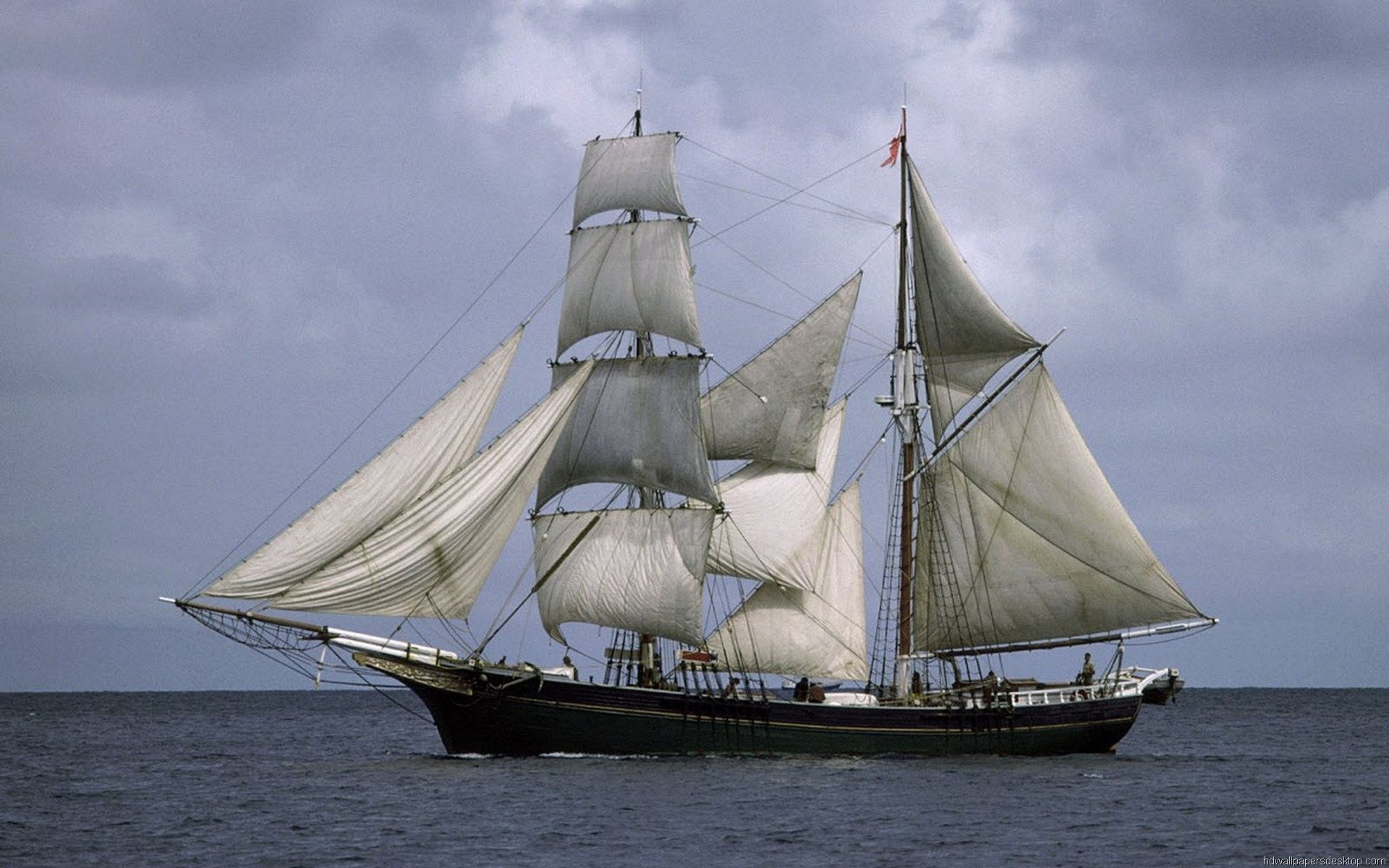 Windjammer: A merchant ship propelled by sails, Blue-water cruising. 1920x1200 HD Background.