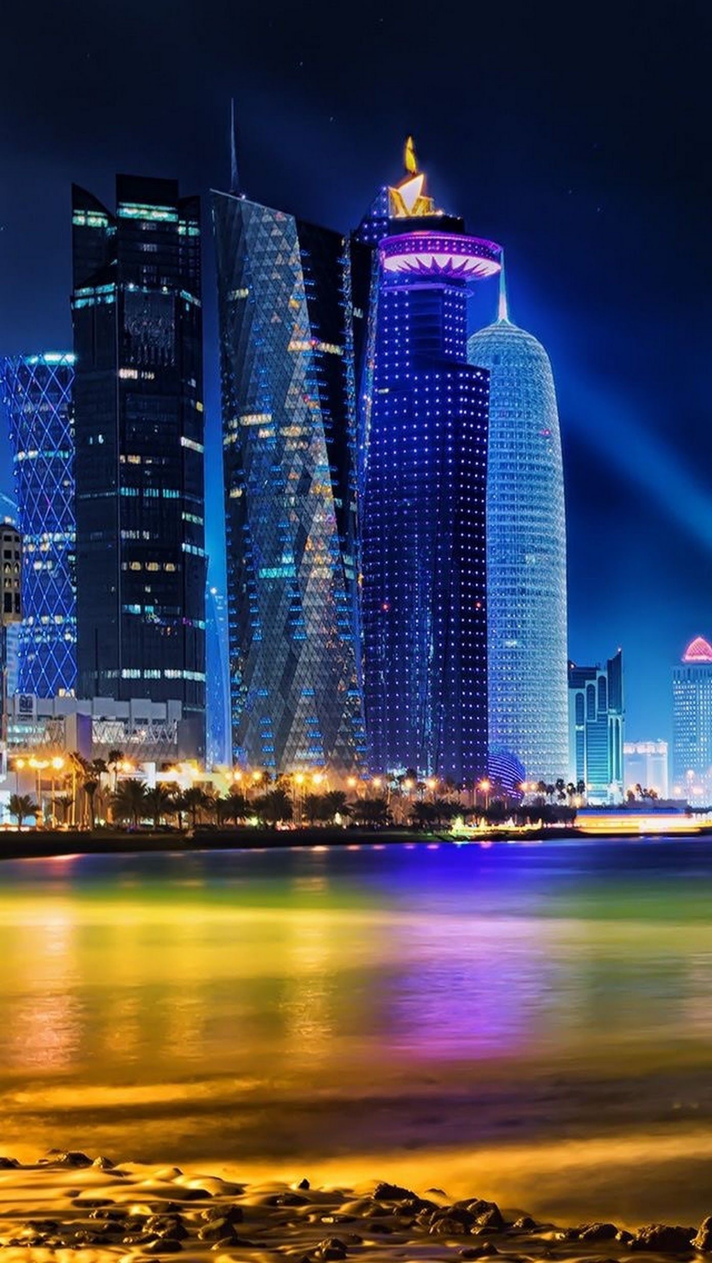 Skyline live wallpapers, Doha, Sign in, 1400x2480 HD Phone