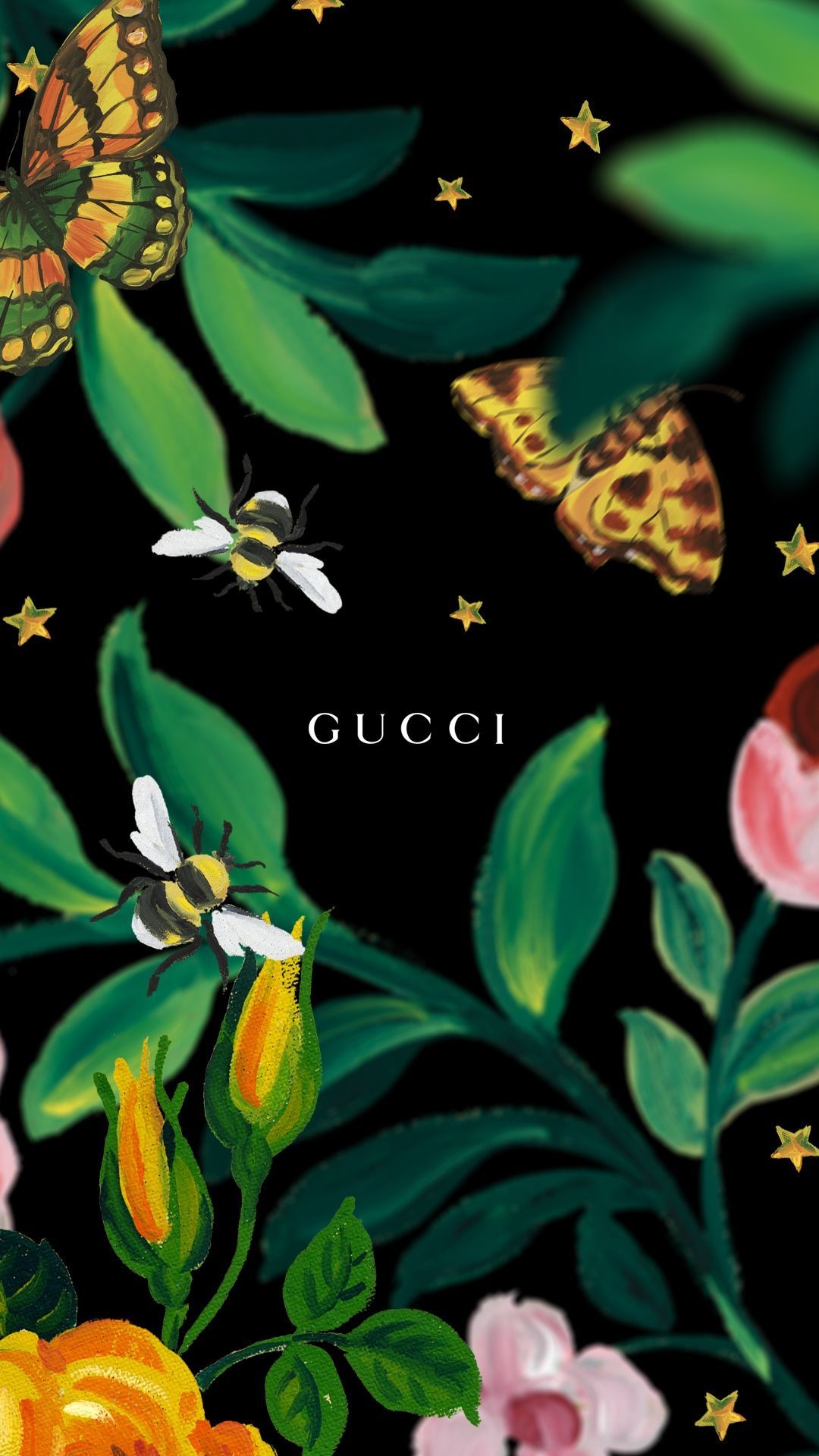 Gucci: Original flora print, The butterfly, A symbol of Gucci's past and present. 1080x1920 Full HD Background.