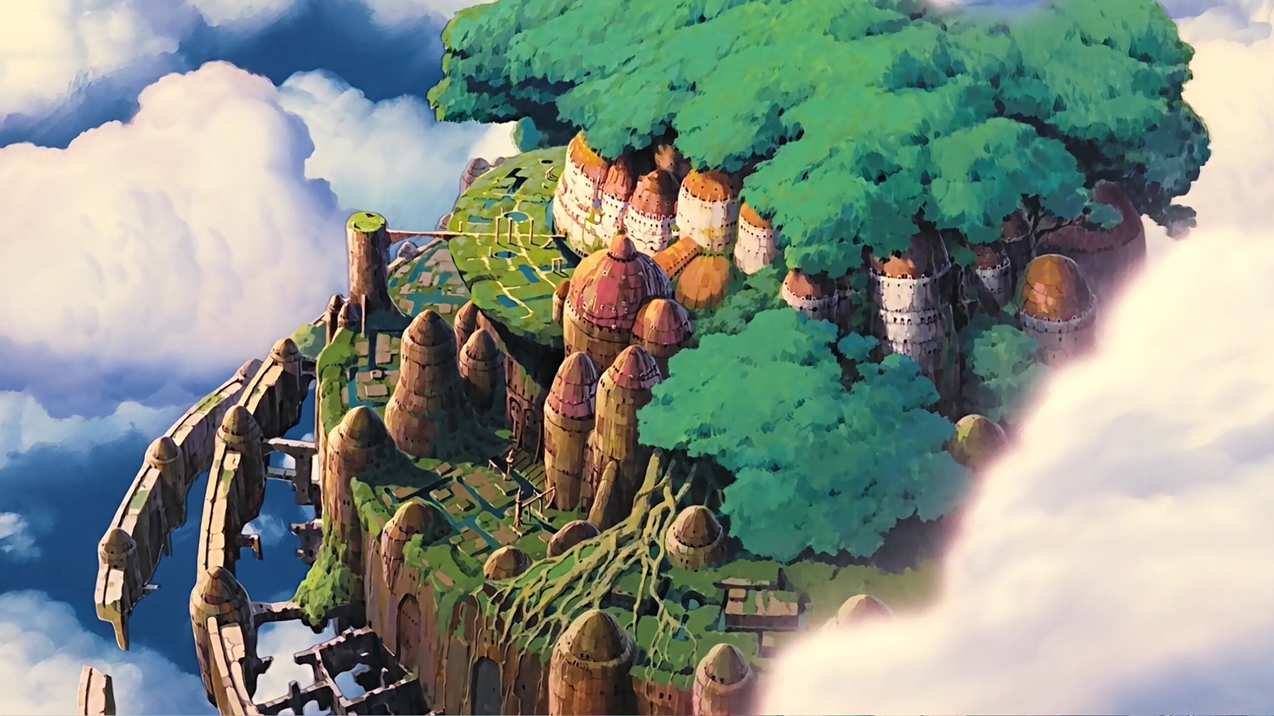 Laputa: Castle in the Sky: A fantasy adventure film, Distributed by Toei Company. 2560x1440 HD Wallpaper.