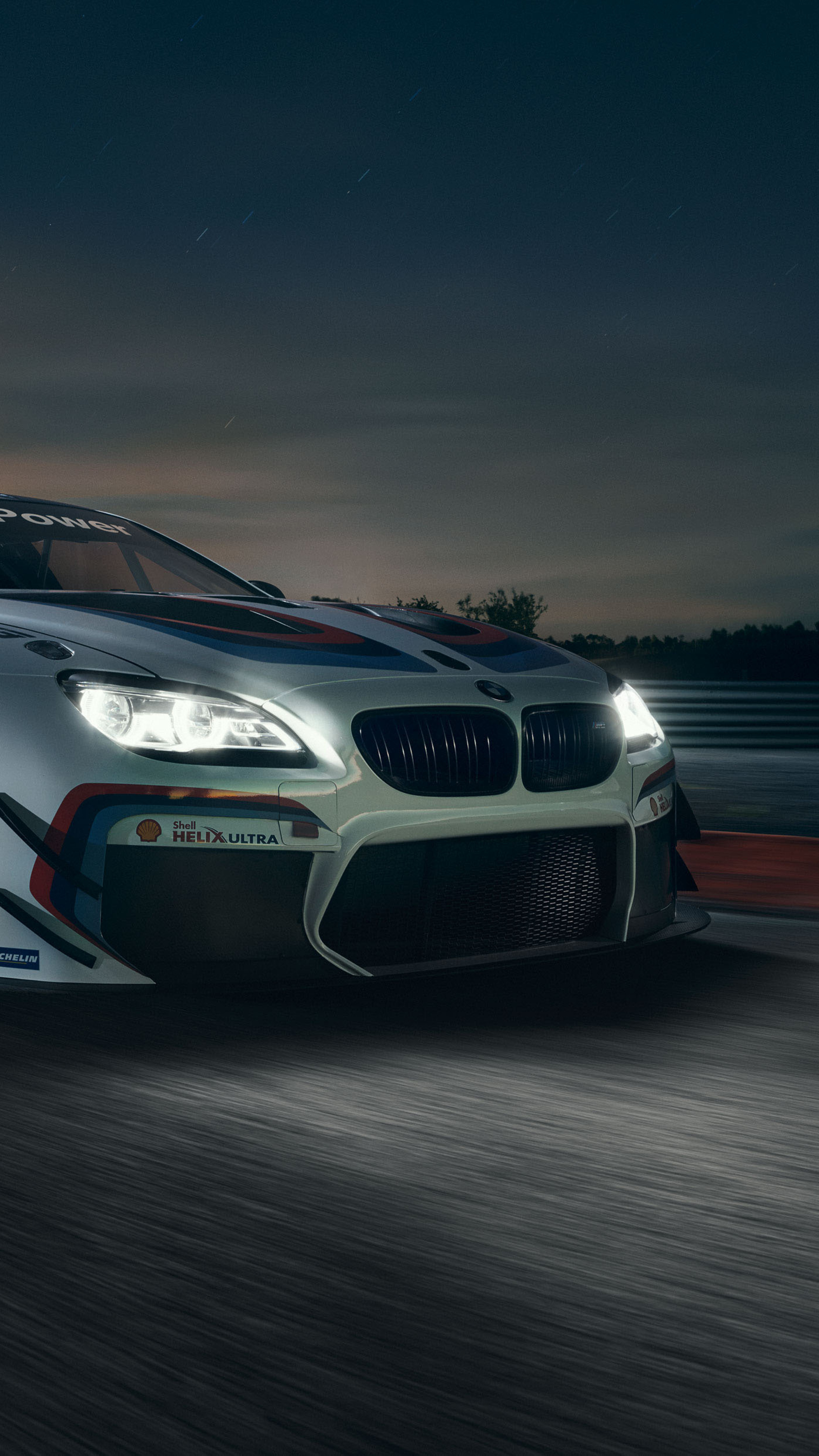 Motorsports: BMW M4 Sport Edition, Shell Helix Ultra, Racing at night. 2160x3840 4K Wallpaper.