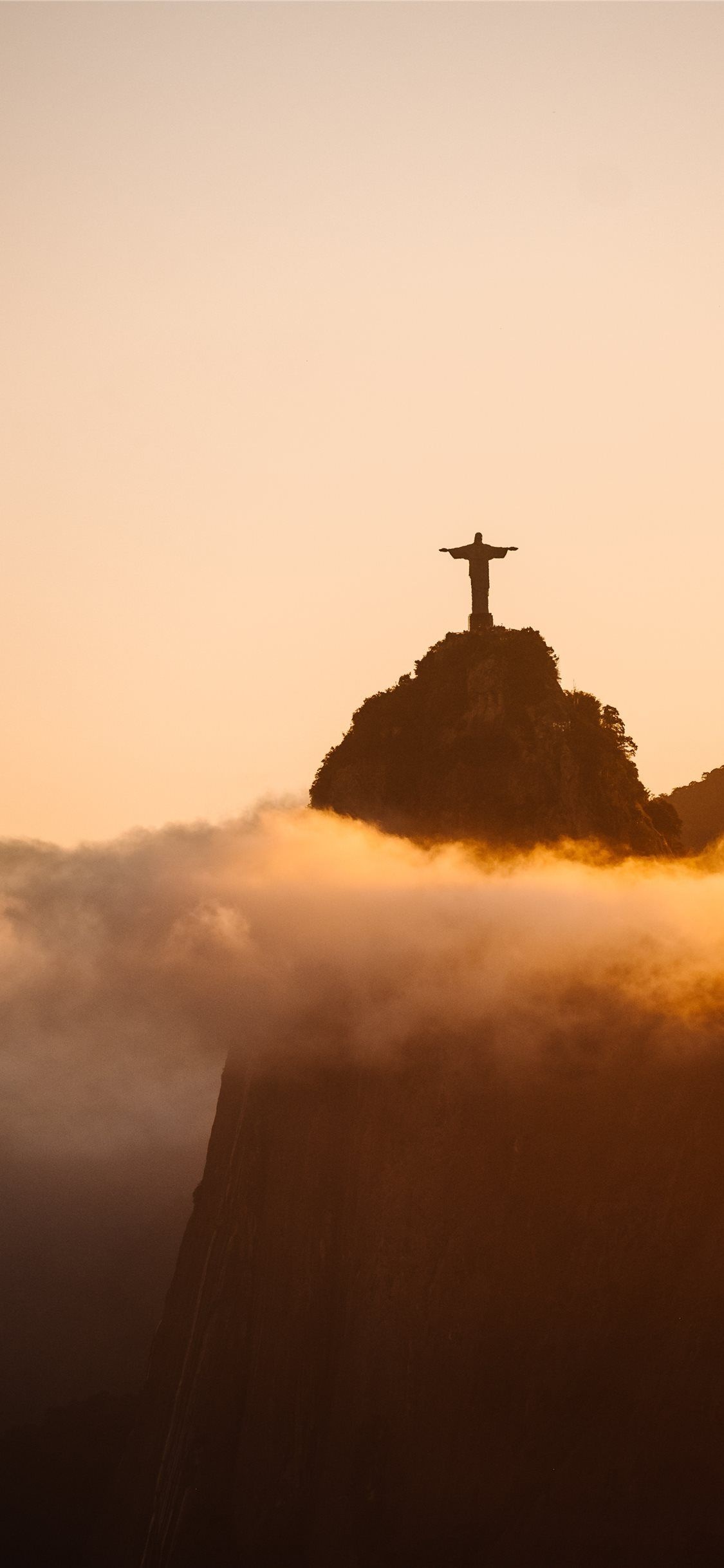 Corcovado Mountain, Crucifix statue, Sunset, Rio de Janeiro, 1130x2440 HD Phone