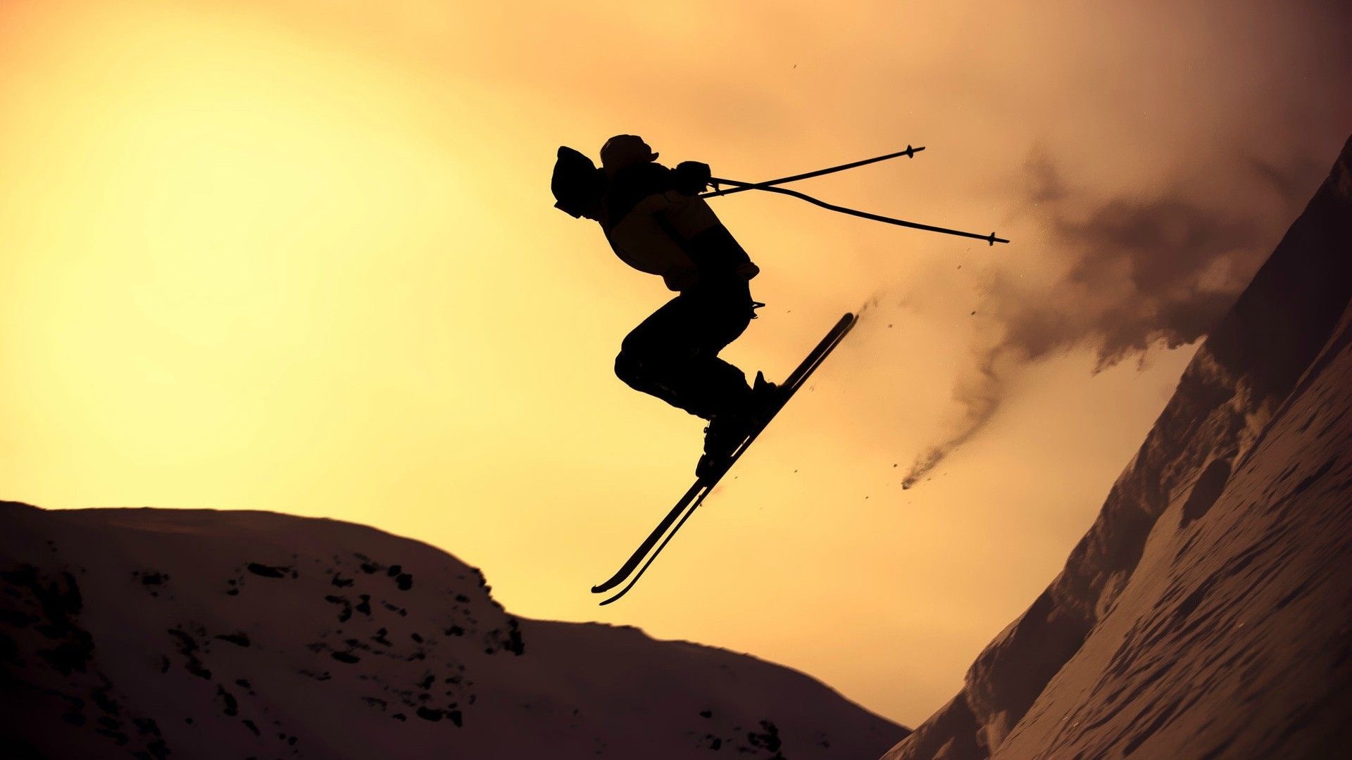 Alpine Skiing: Freestyle skiing, Downhill, Winter sports, Ski jumping, Extreme sports. 1920x1080 Full HD Background.