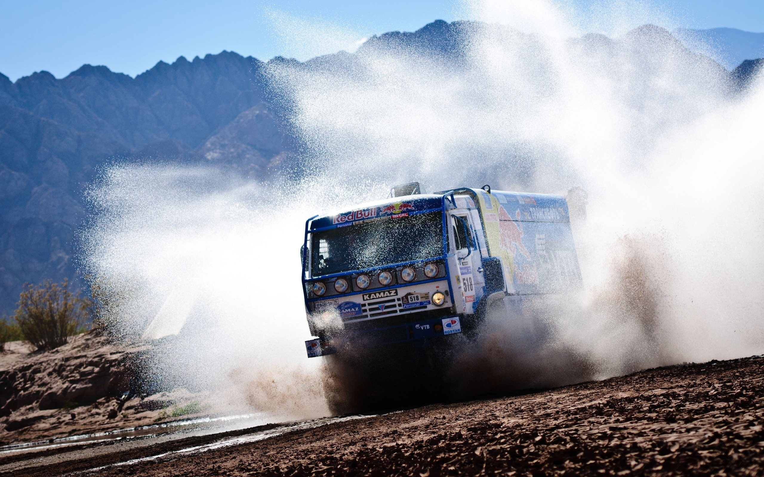 Rally Raid: An Easy Task For A Truck, Kamaz Rally Racing Team, Reinforced Independent Suspension, Red Bull. 2560x1600 HD Background.