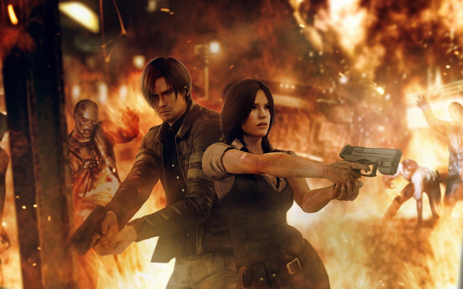 Resident Evil, Helena x Leon, Striking duo, Intense gaming, 1920x1200 HD Desktop