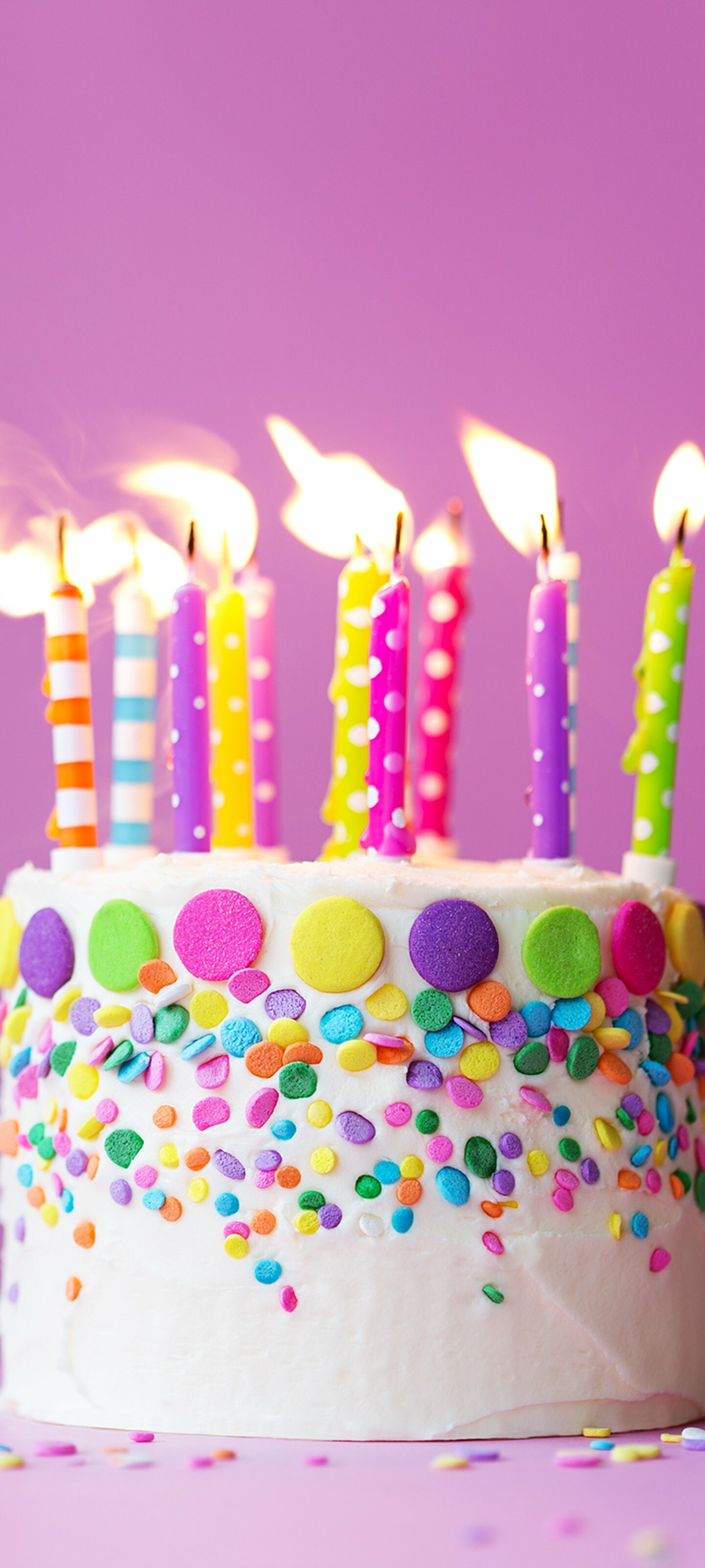 Birthday Party: Holiday, Cake, Candles, Special day. 1440x3200 HD Background.