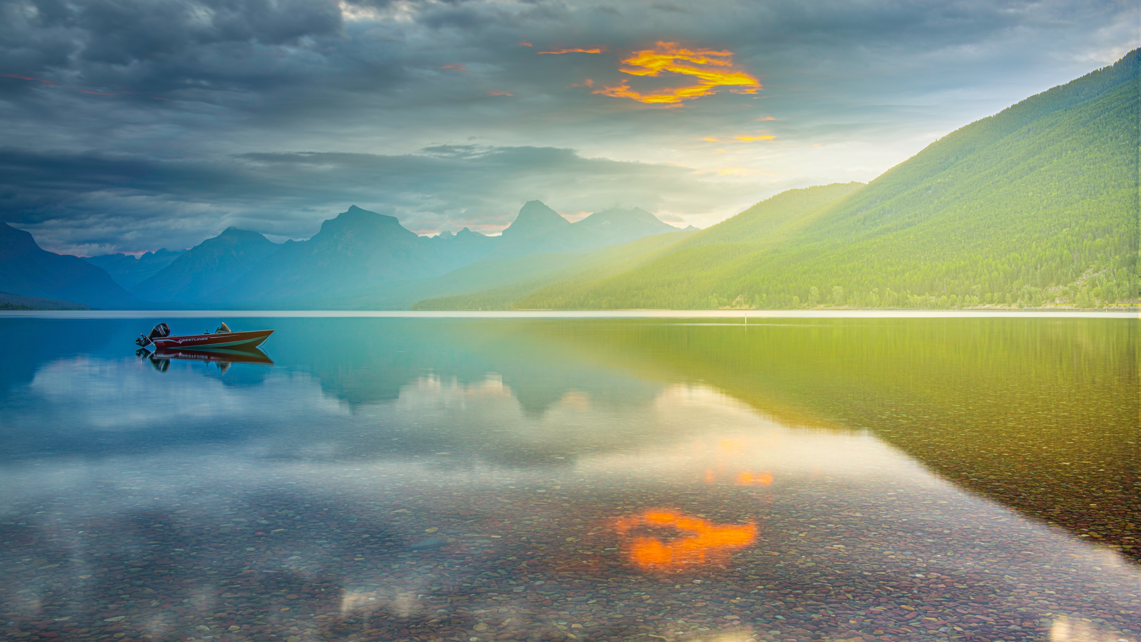 Glacier Park beauty, Lake McDonald, Sunrise tranquility, 4K wallpaper, 3840x2160 4K Desktop