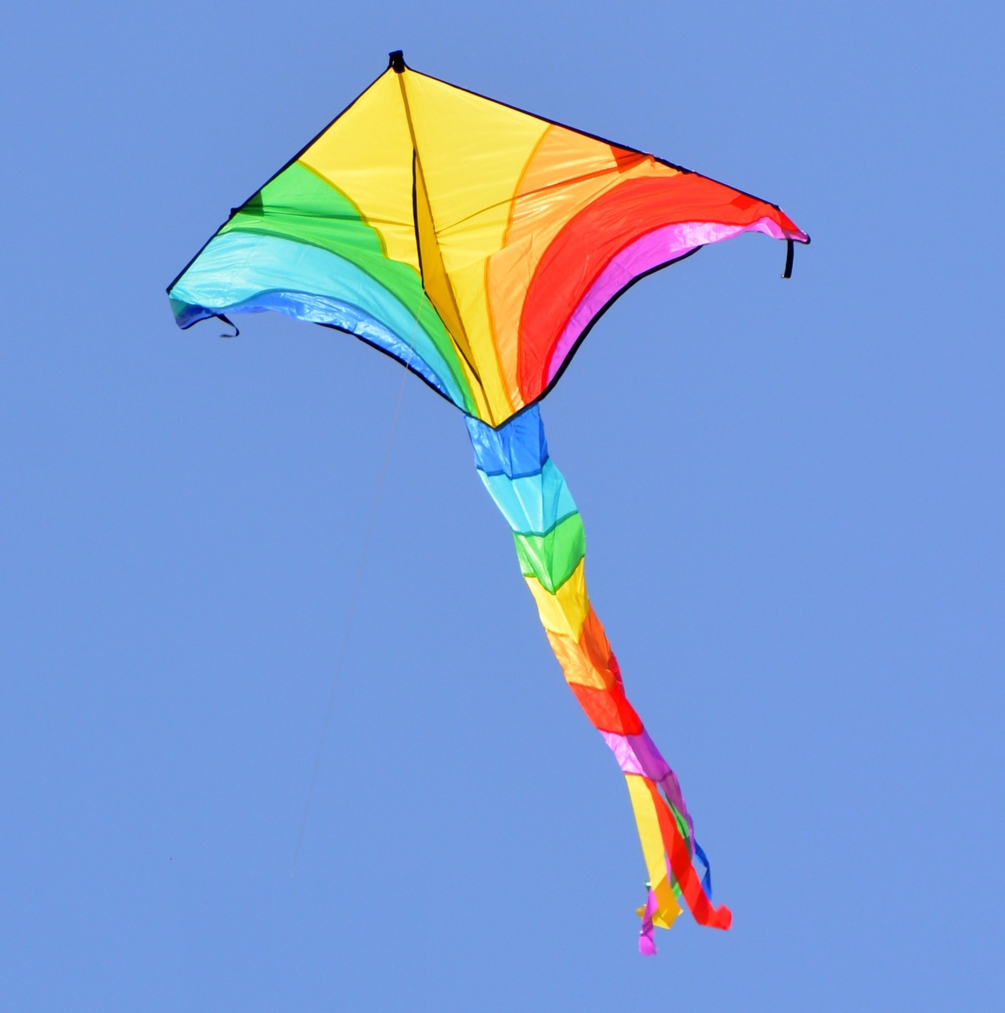 Kite Flying: Kite-making materials, A rainbow-colored kite, Custom design, Steering a kite. 1970x1990 HD Background.