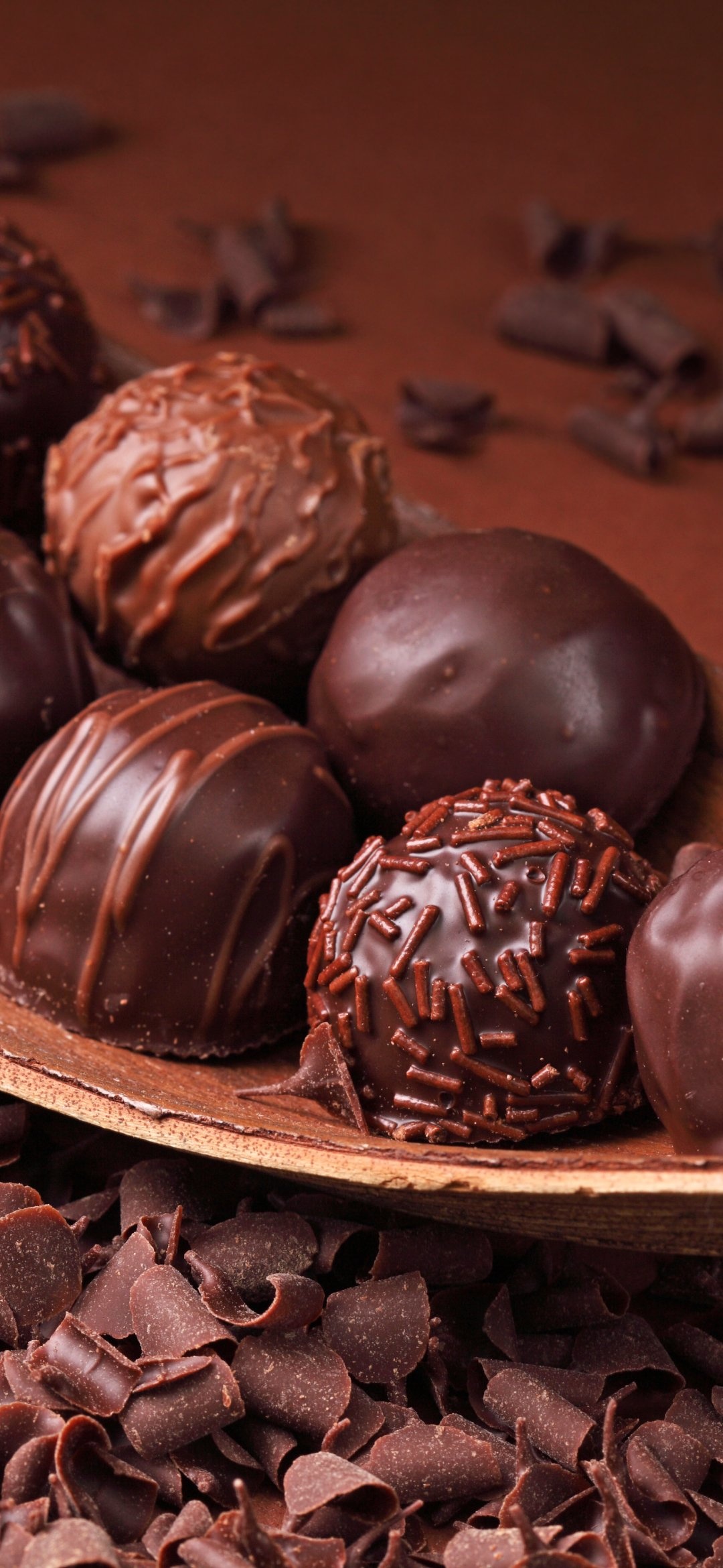 Chocolate: Made from tropical Theobroma cacao tree seeds, Bonbon. 1080x2340 HD Background.