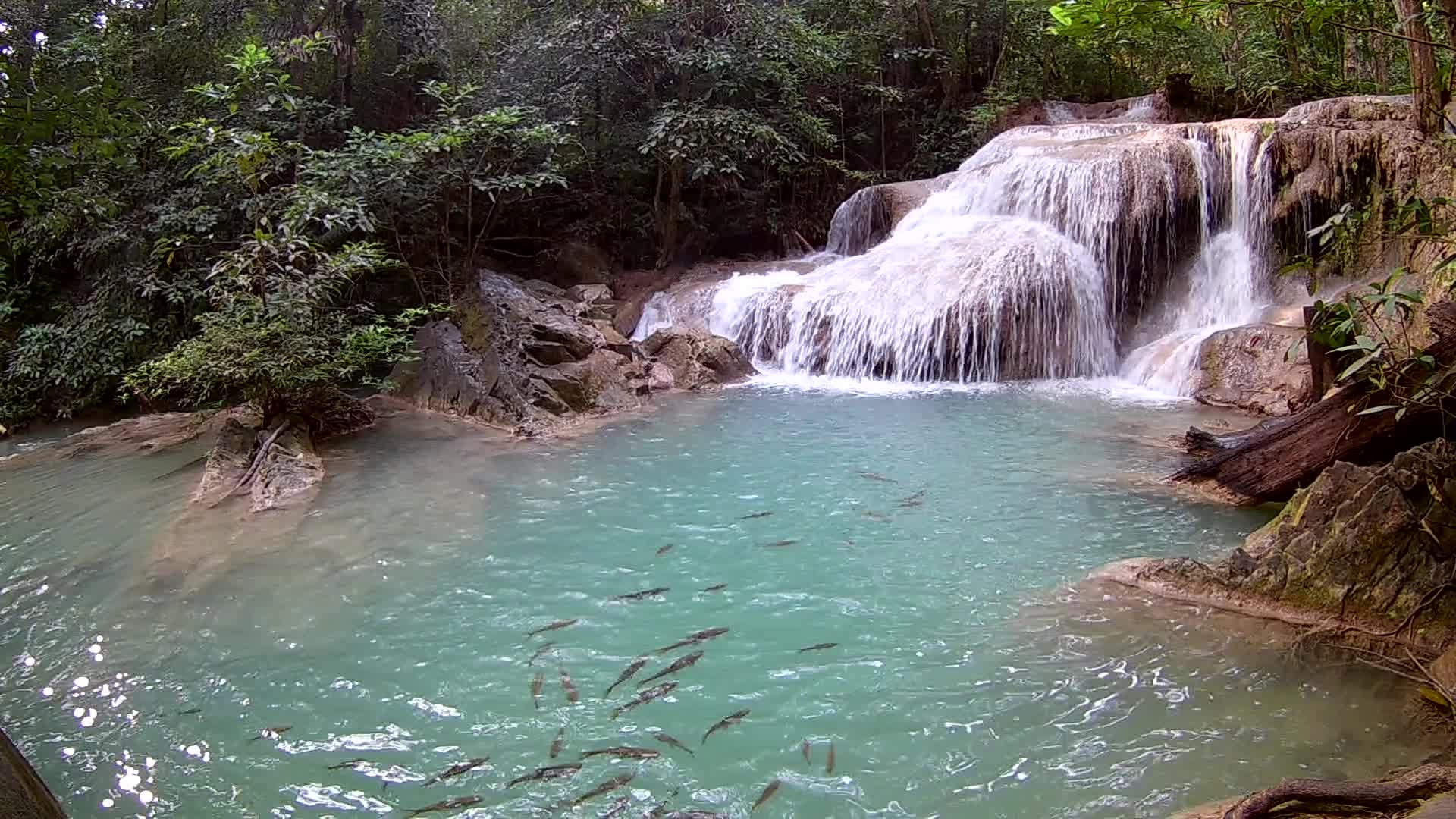 Erawan National Park, Majestic waterfall, Kanchanaburi, Stock video footage, 1920x1080 Full HD Desktop