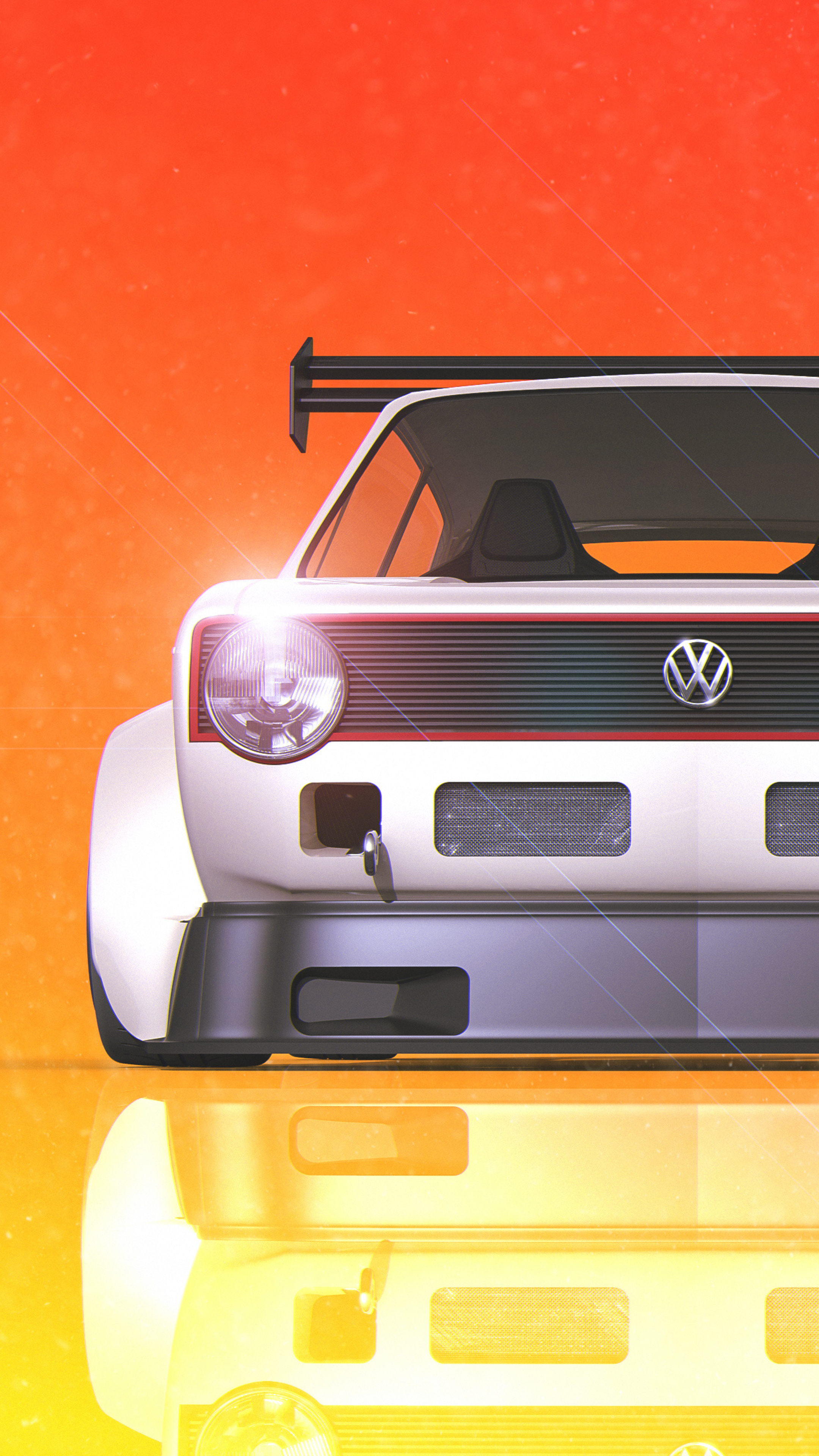 Volkswagen Golf, GTI digital art, Striking visuals, Immersive wallpapers, 2160x3840 4K Phone