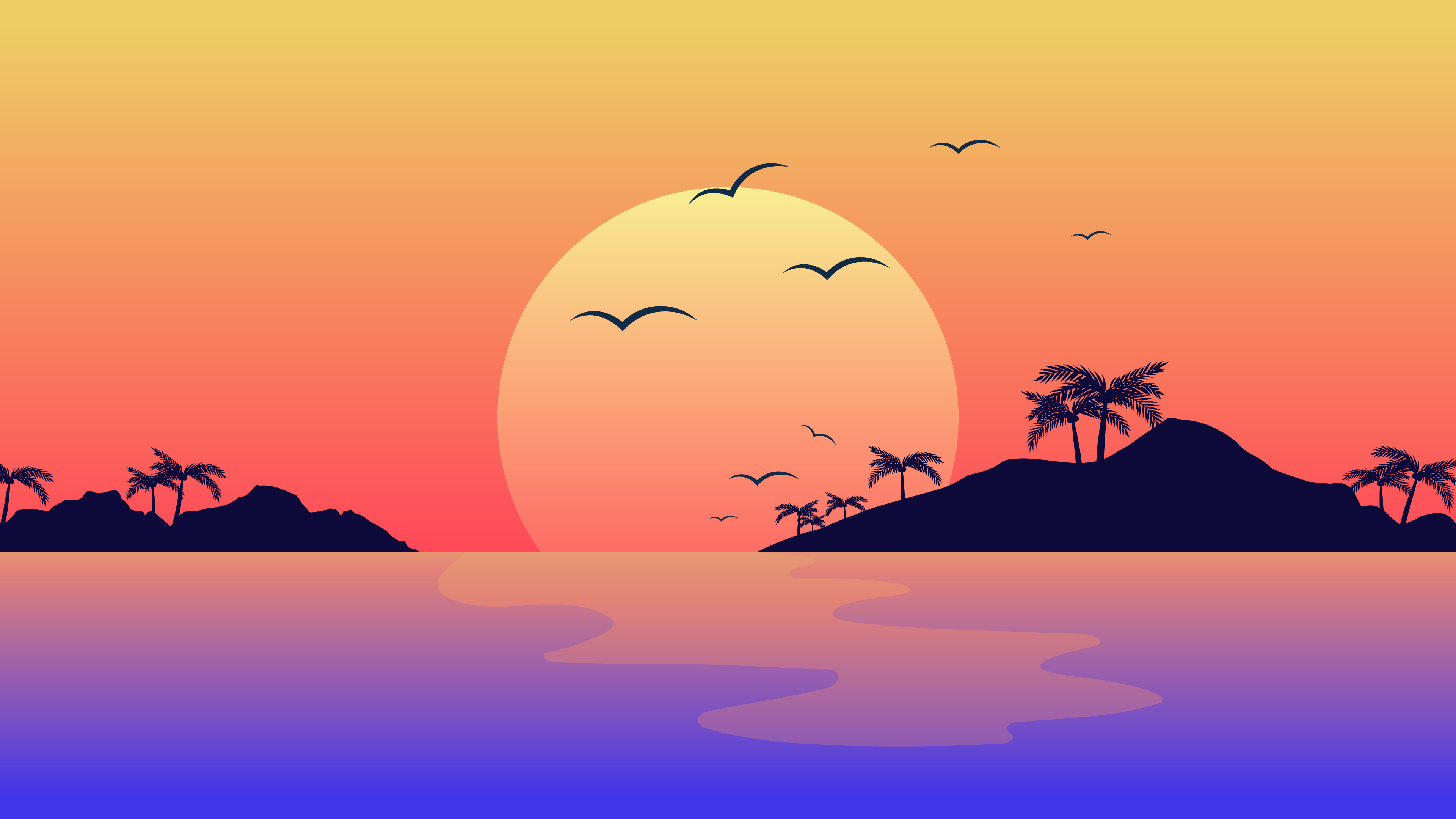 Minimalistic sunset, Vivid hues, Aesthetic skyline, Peaceful dusk, Nature's minimalism, 3840x2160 HD Desktop