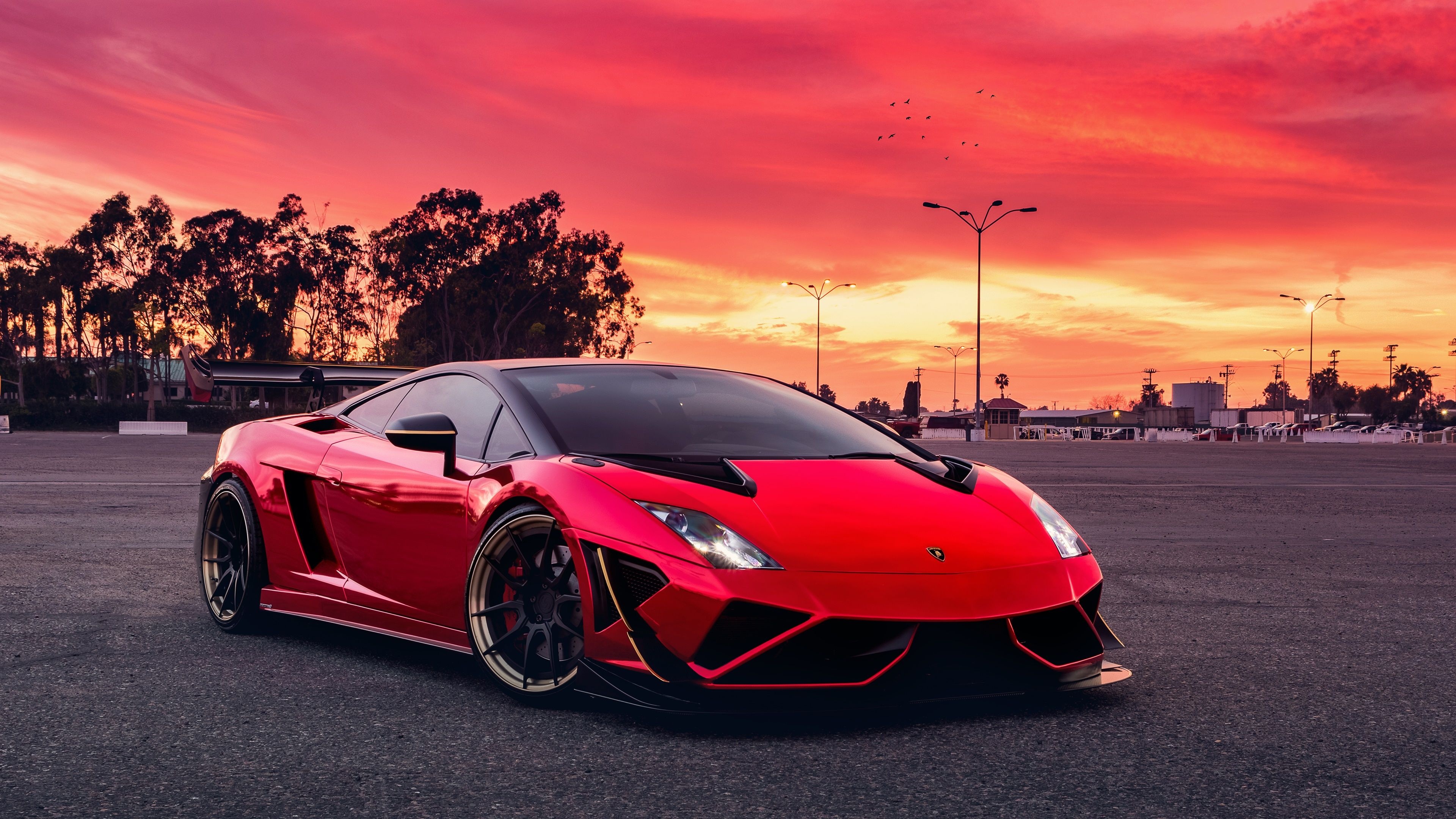 Red Lamborghini Gallardo, 4K wallpaper, Sports car, High-speed, 3840x2160 4K Desktop