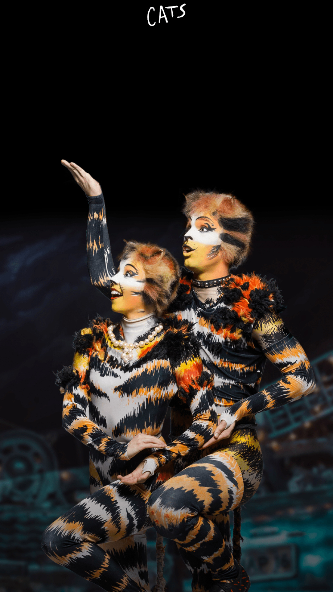 Musical: Cats, The fourth-longest-running Broadway show, Andrew Lloyd Webber. 1080x1920 Full HD Background.