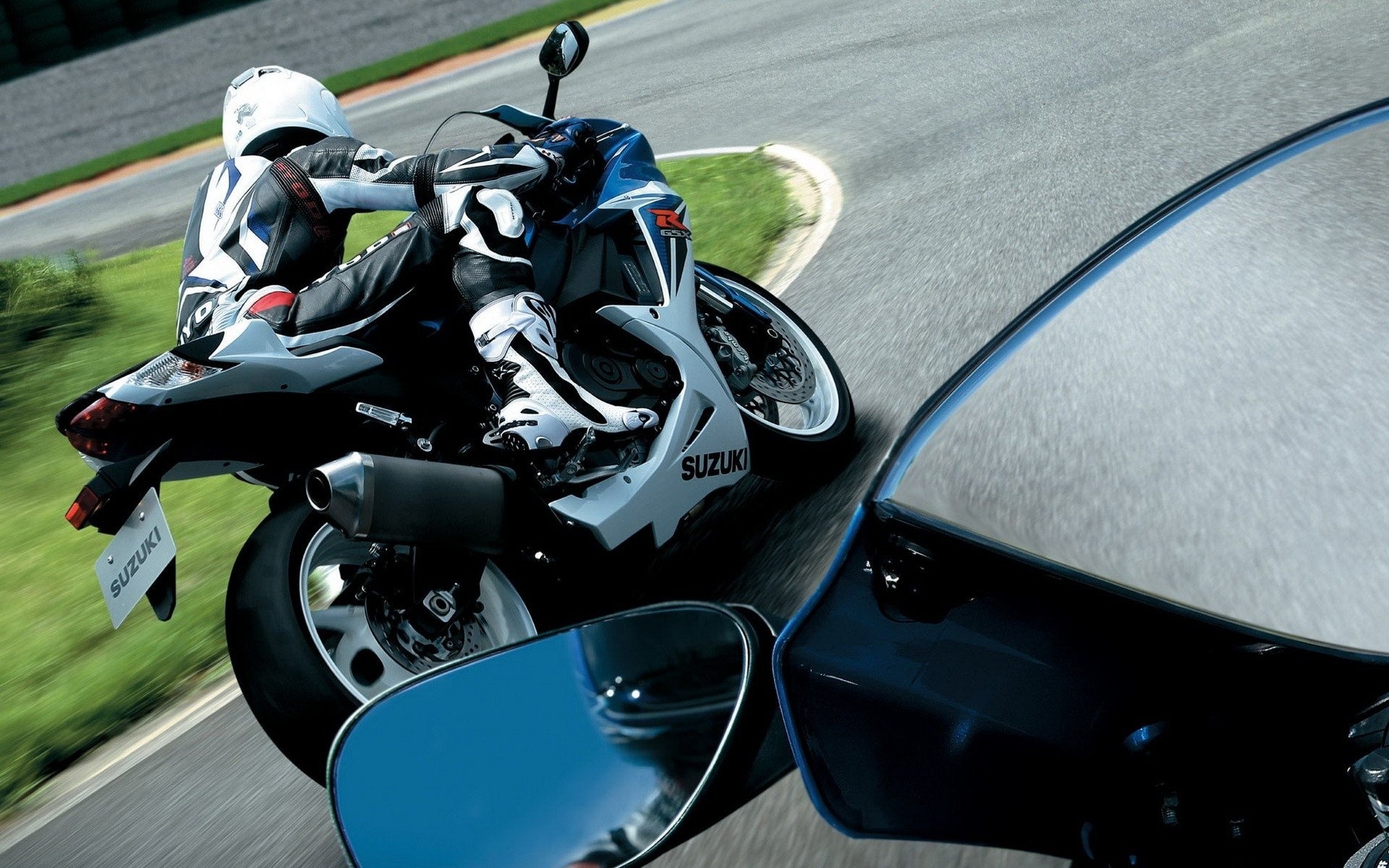Motorcycle Racing: Suzuki Racer, Rearview Mirror, Motorsport, Spot Mirror. 1920x1200 HD Wallpaper.