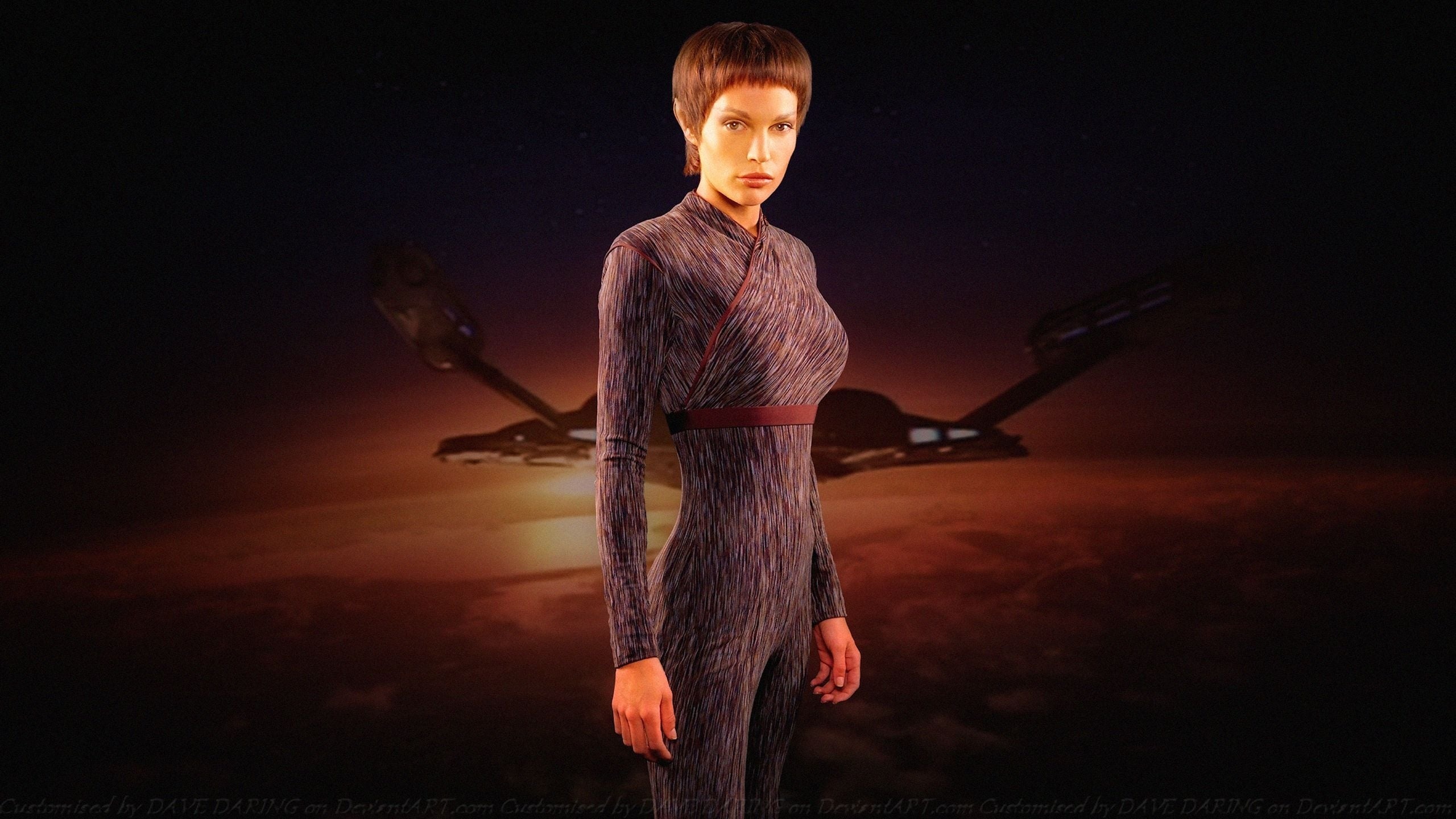 Enterprise (TV Series): T'Pol, A female Vulcan, Jolene Blalock, An American actress and model. 2560x1440 HD Wallpaper.