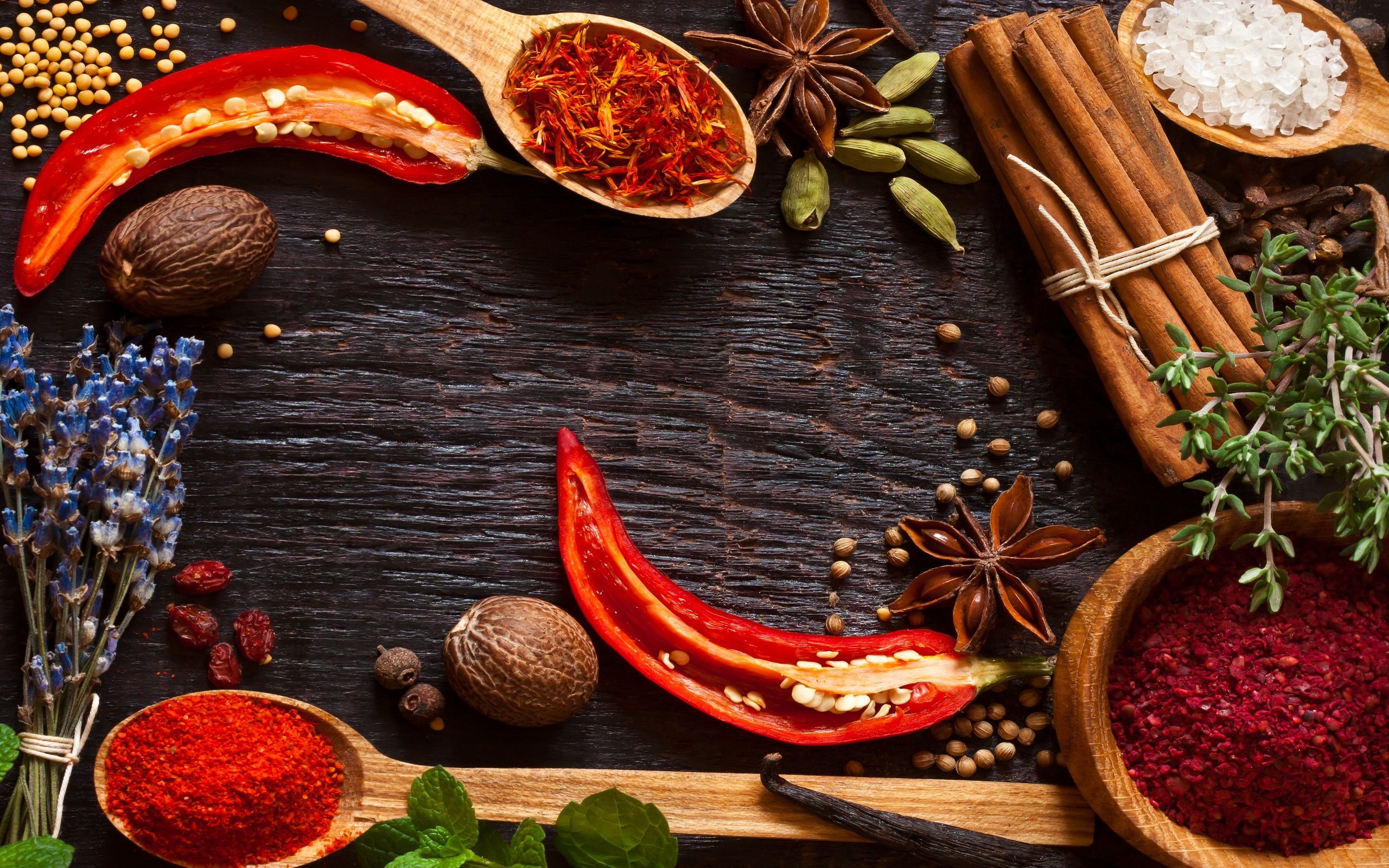 Spices: Aromatic vegetable substance, Spicy. 2560x1600 HD Background.