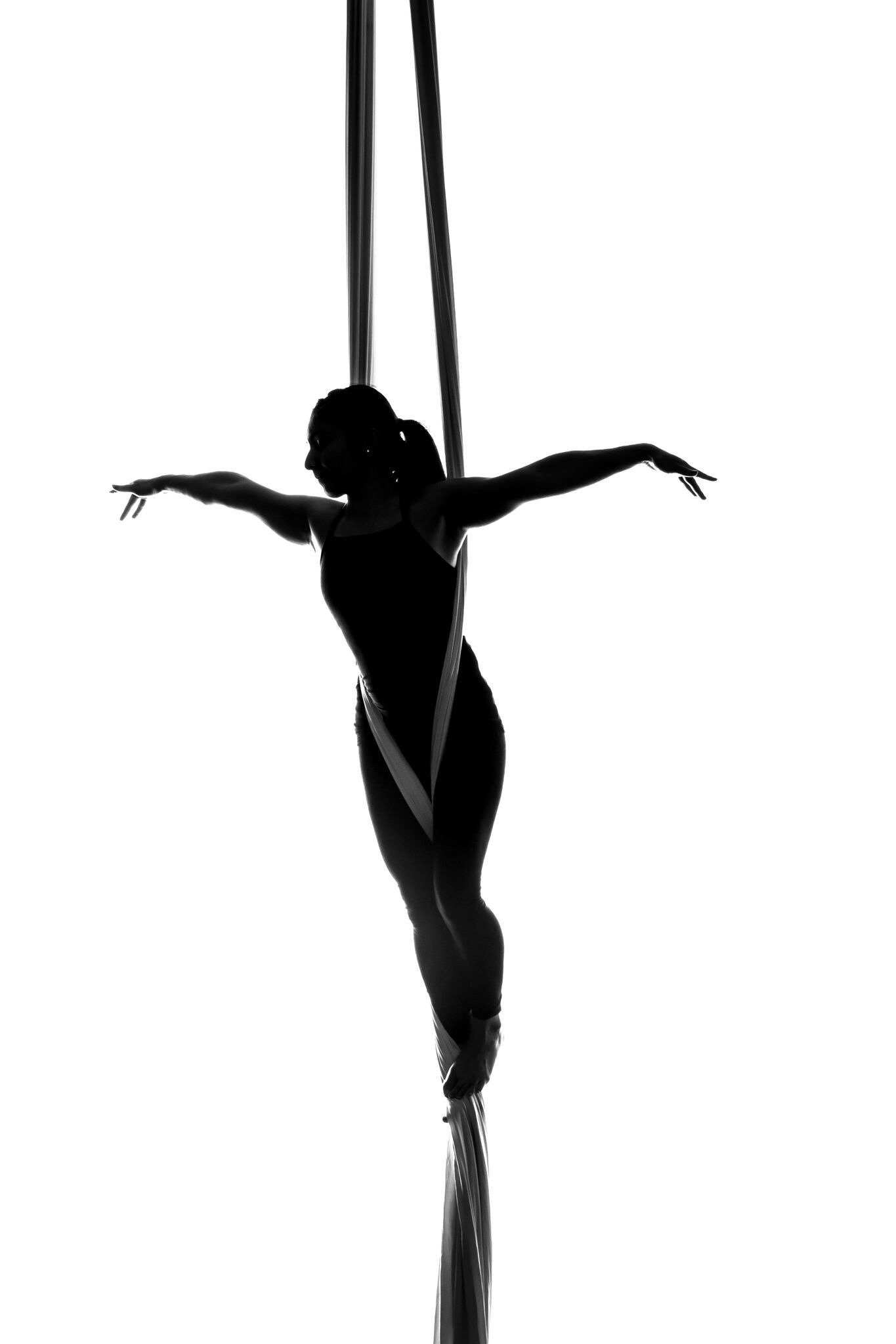 Aerial Silks: Minimalistic acrobatic gymnast, Recreational and competitive sport. 1370x2050 HD Background.
