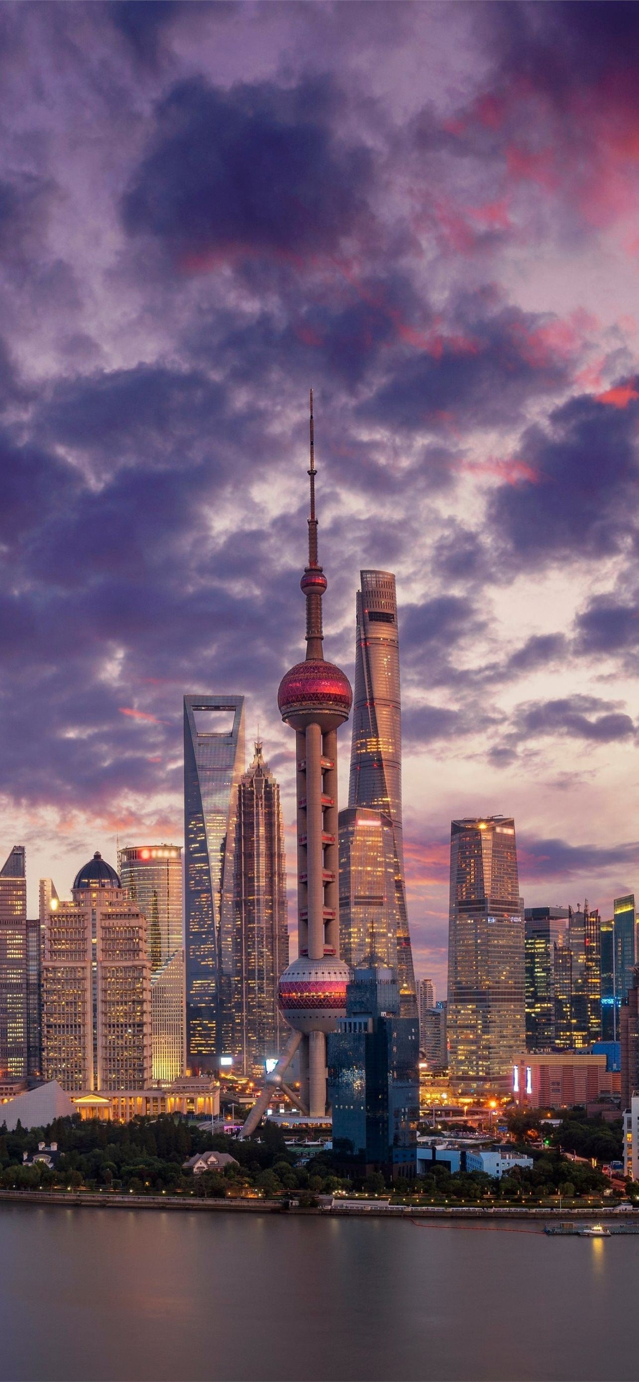 Shanghai Skyline, Best iPhone wallpapers, Stunning cityscapes, Modern architecture, 1290x2780 HD Handy