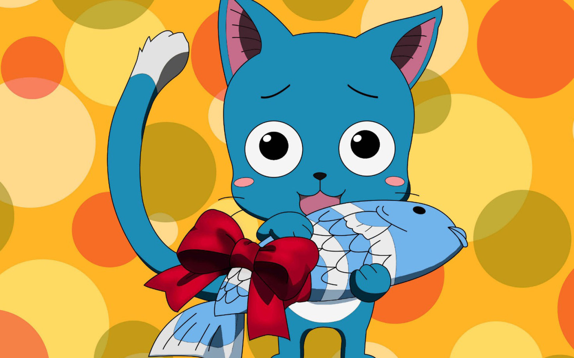 Happy (Fairy Tail): A member of the magical Exceed race, able to use his tail to hold onto objects. 1920x1200 HD Wallpaper.