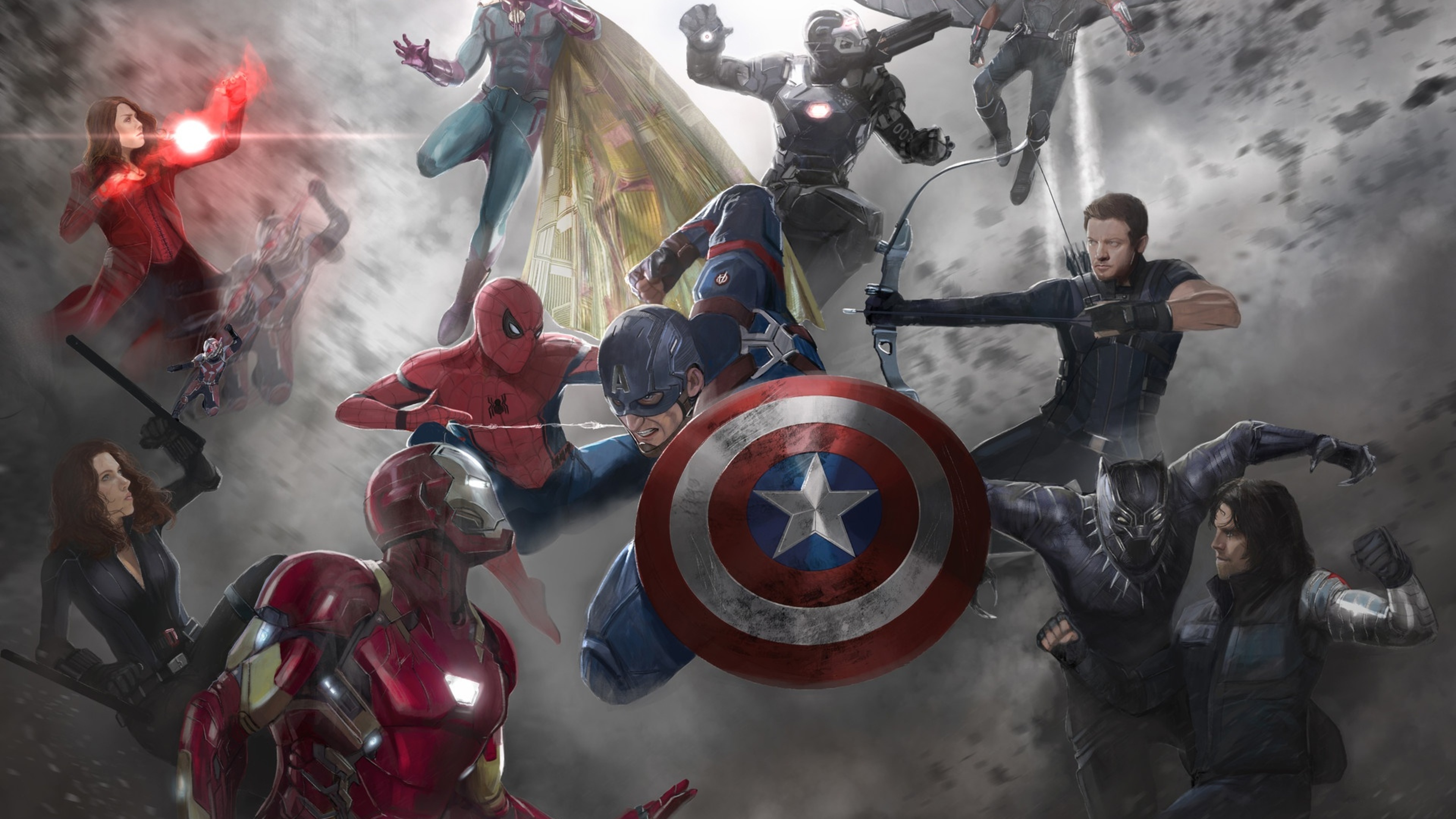 Captain America: Civil War, Movie artwork, 4K wallpapers, Action-packed film, 3840x2160 4K Desktop
