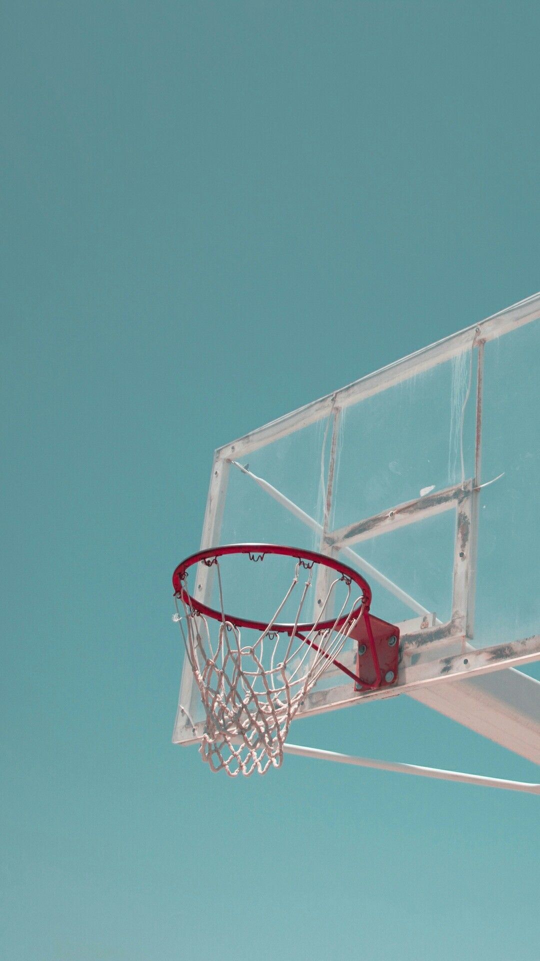 Goal (Sports): Professional hoop with backboard, A raised vertical board with an attached basket consisting of a net suspended from a hoop. 1080x1920 Full HD Background.