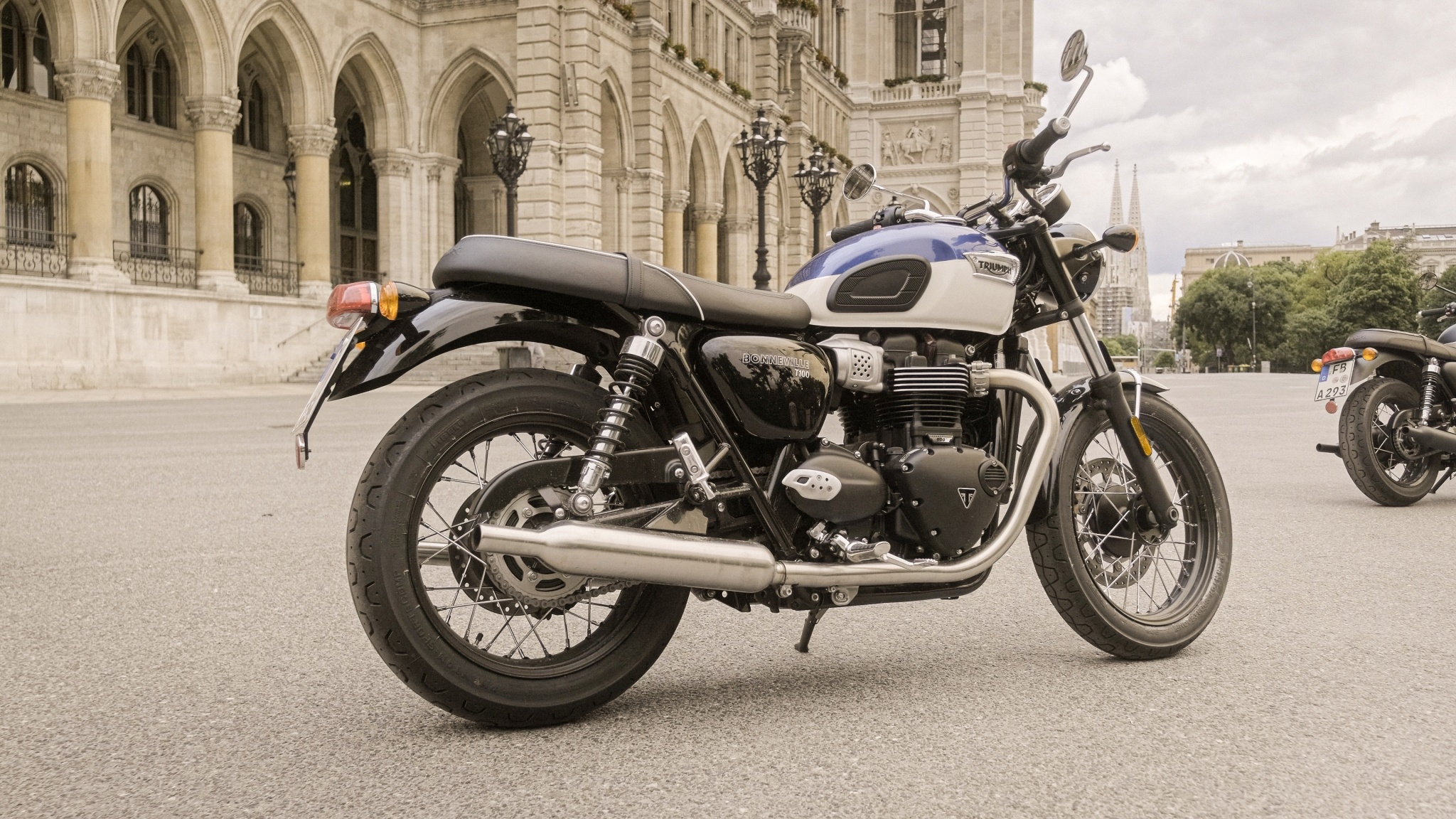 Triumph Bonneville T100 motorcycle, Classic design, Exciting test ride, Retro appeal, 2050x1160 HD Desktop