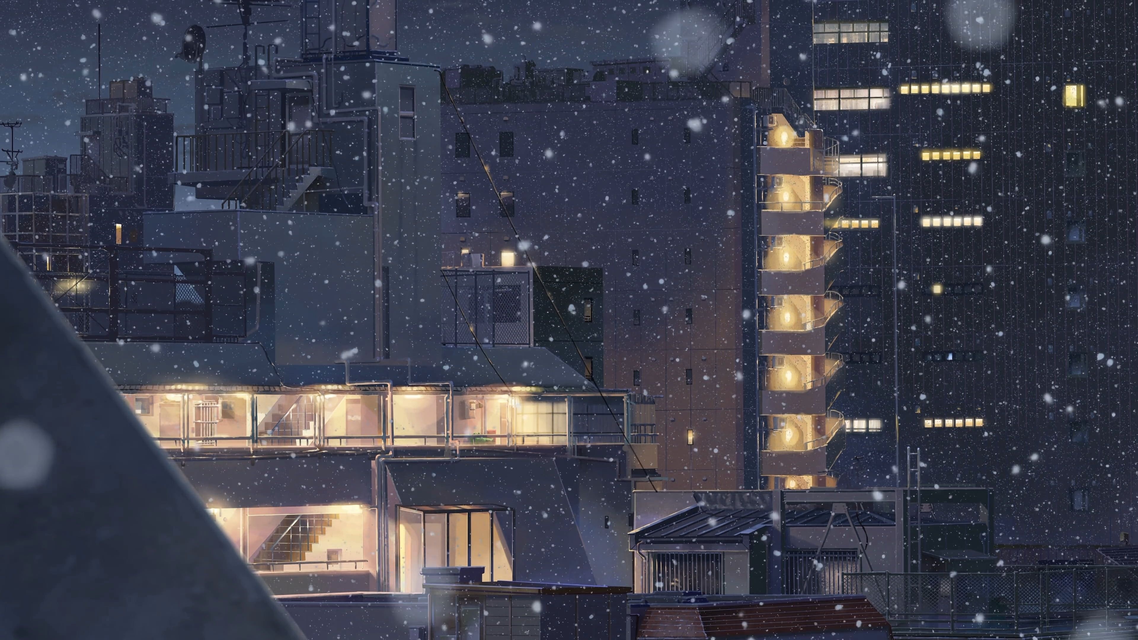 Makoto Shinkai Anime, Kimi no Na wa, 4K Wallpaper, Building Illustration, 3840x2160 4K Desktop