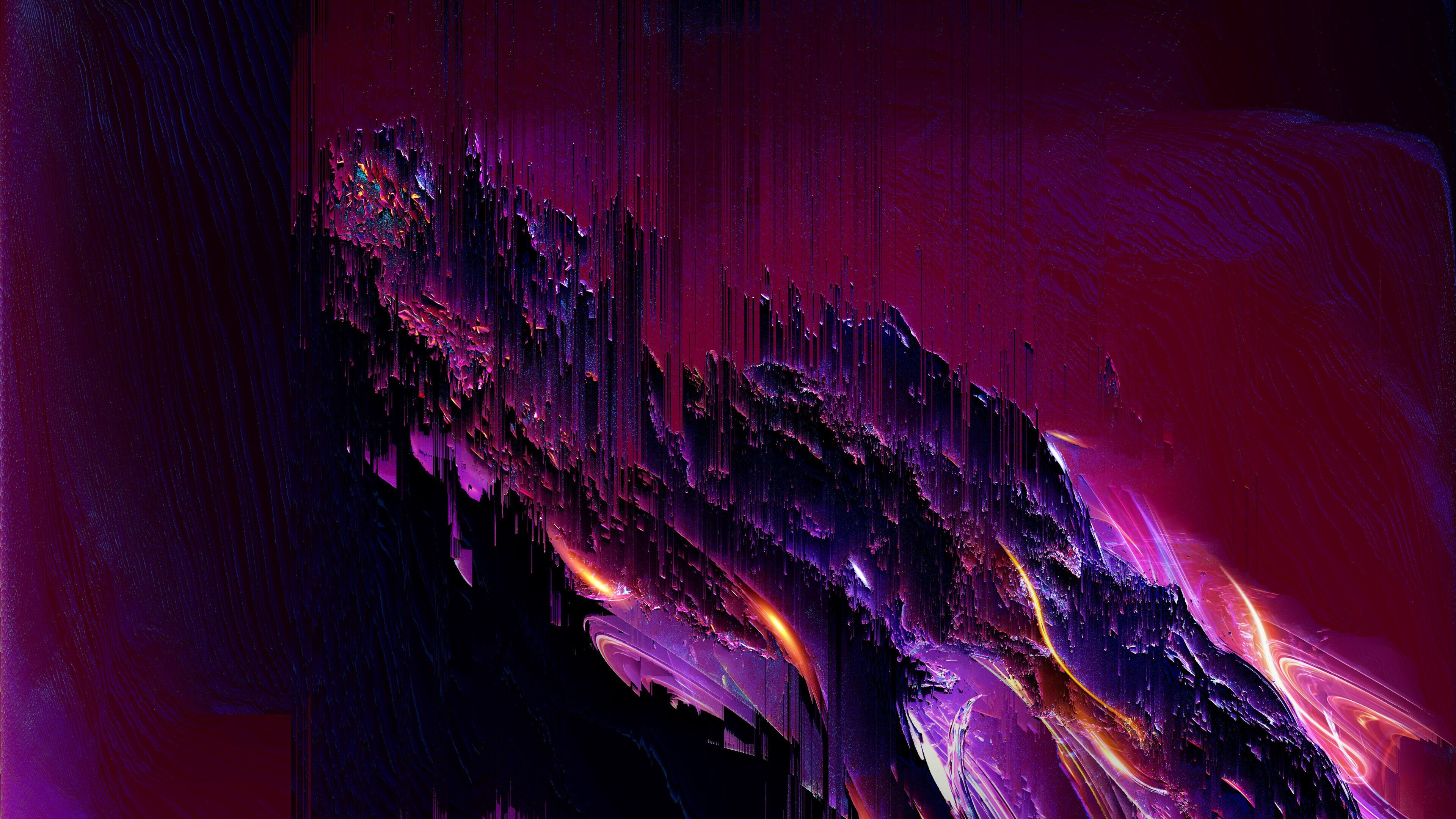 Glitch: Purple lines, Software error that can cause drastic problems within the code. 3840x2160 4K Wallpaper.